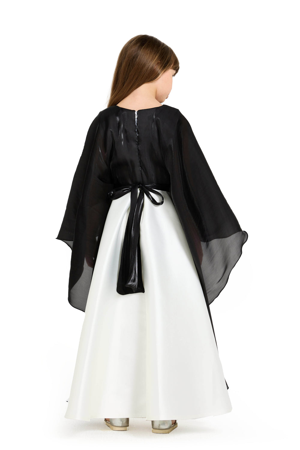 Layered Cape Satin Gown