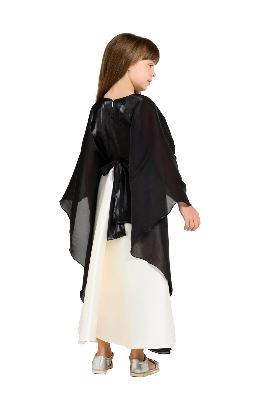 Layered Cape Satin Gown