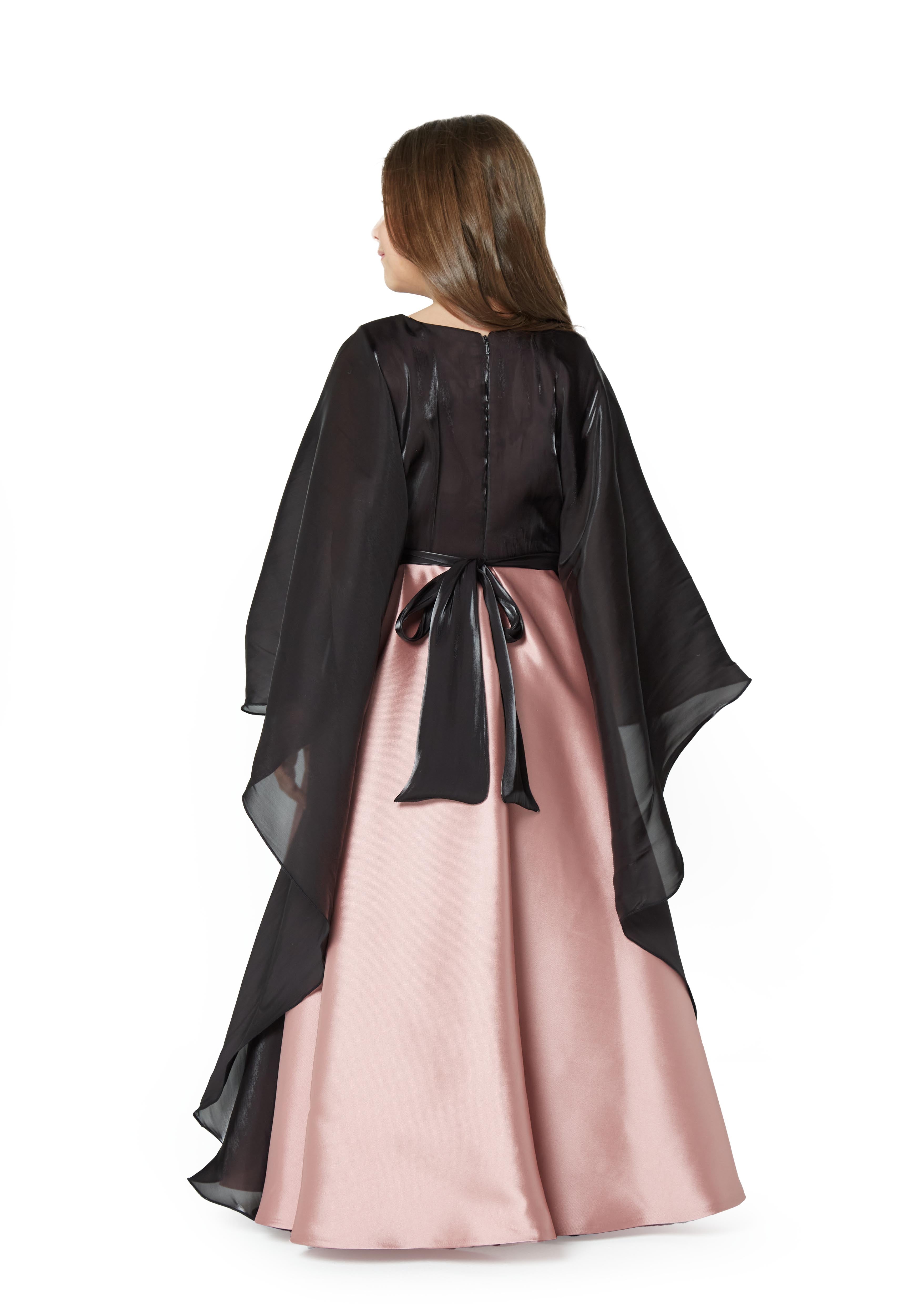 Layered Cape Satin Gown