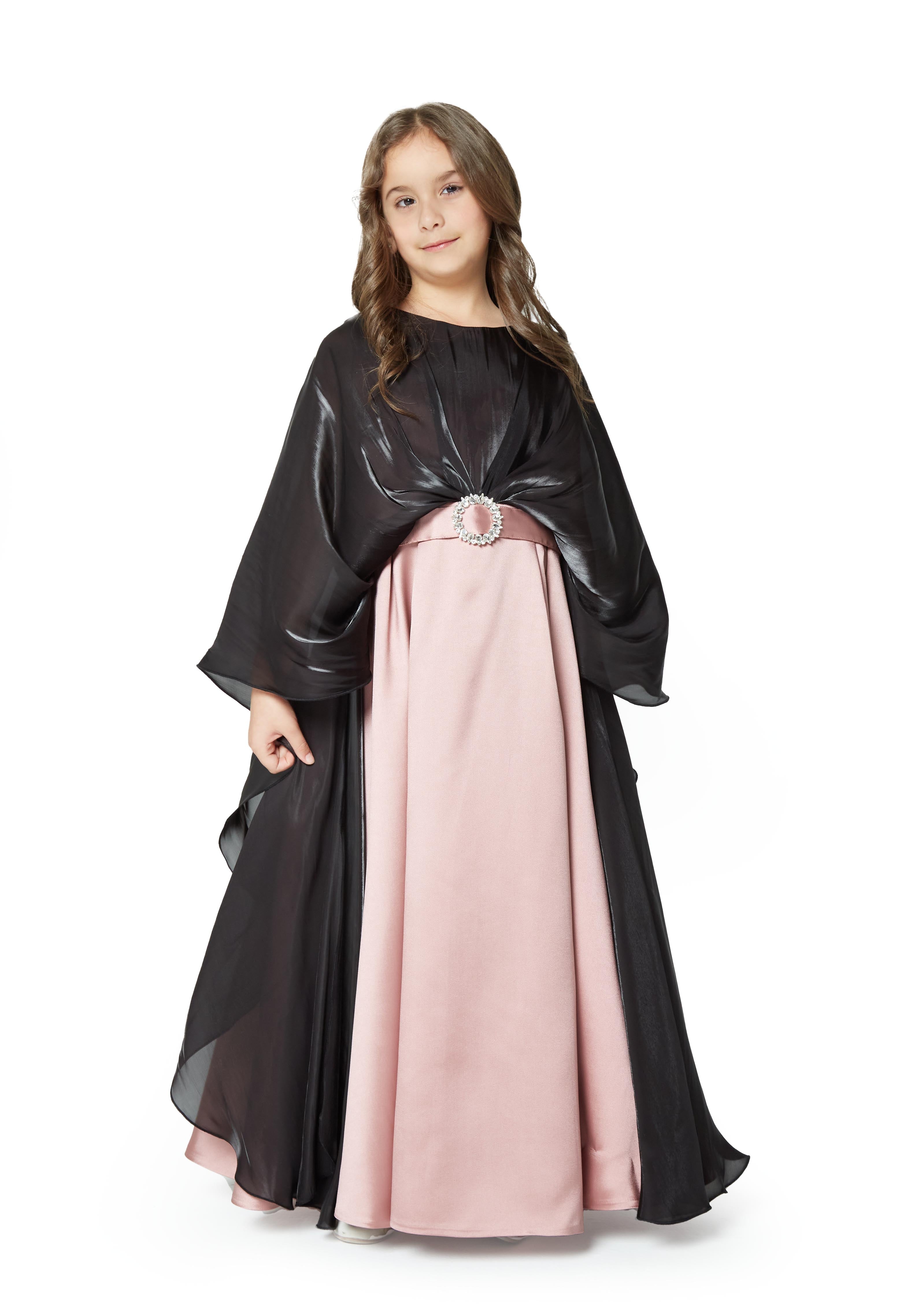 Layered Cape Satin Gown