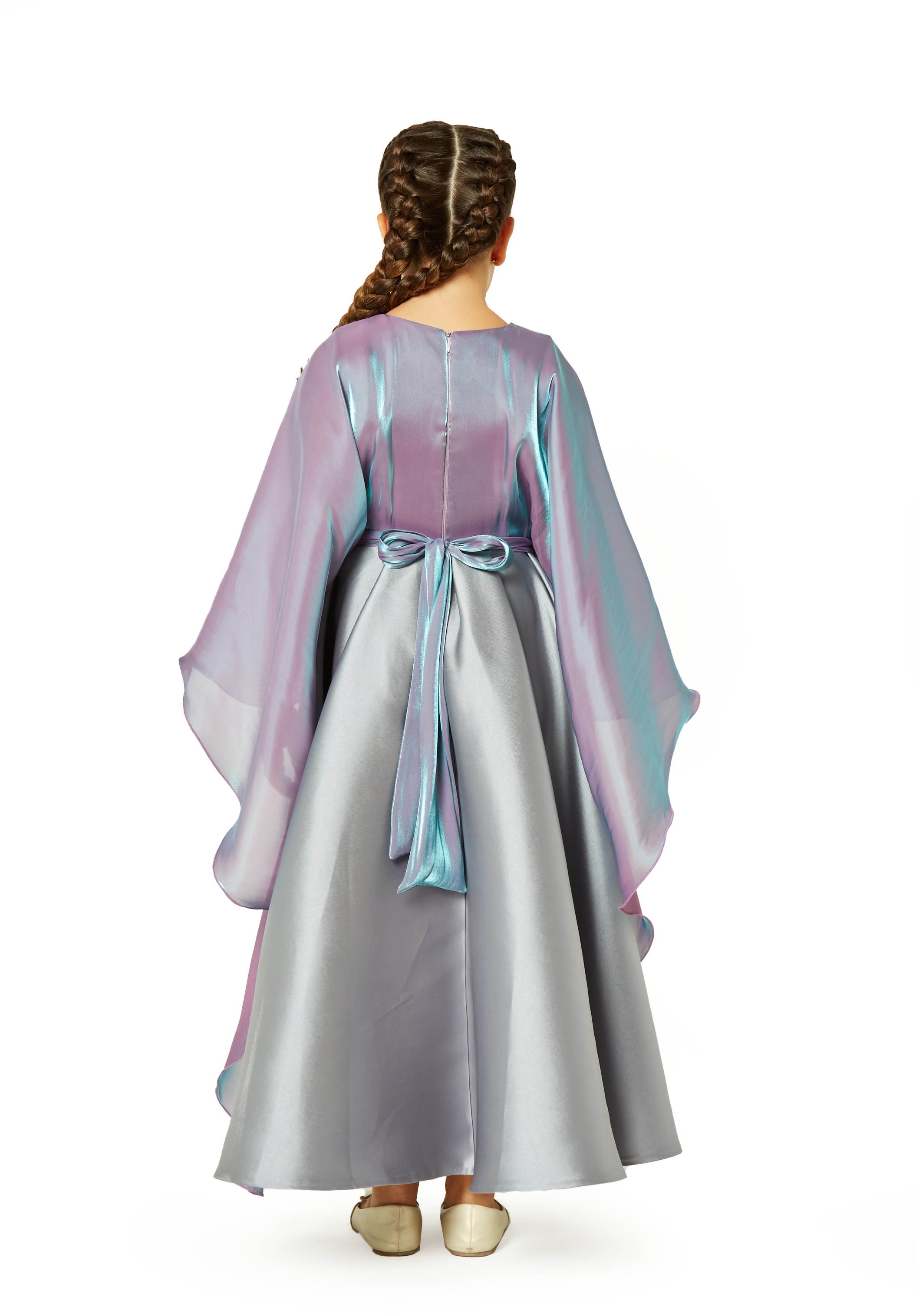 Layered Cape Satin Gown