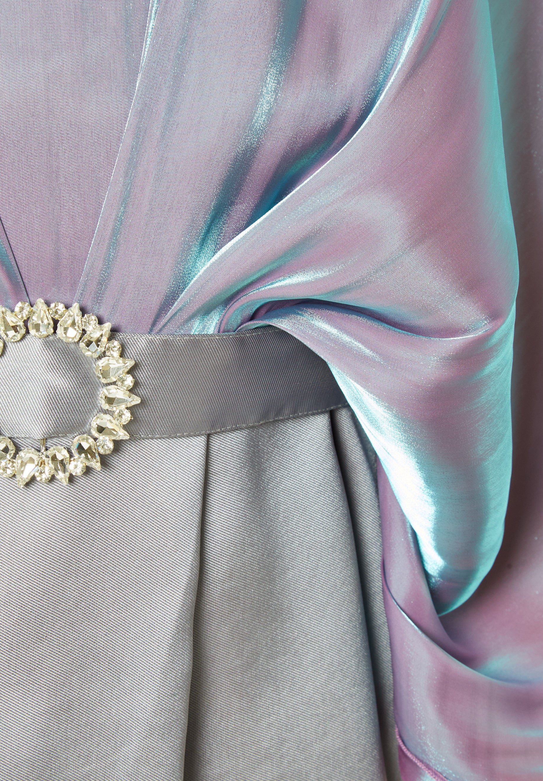 Layered Cape Satin Gown