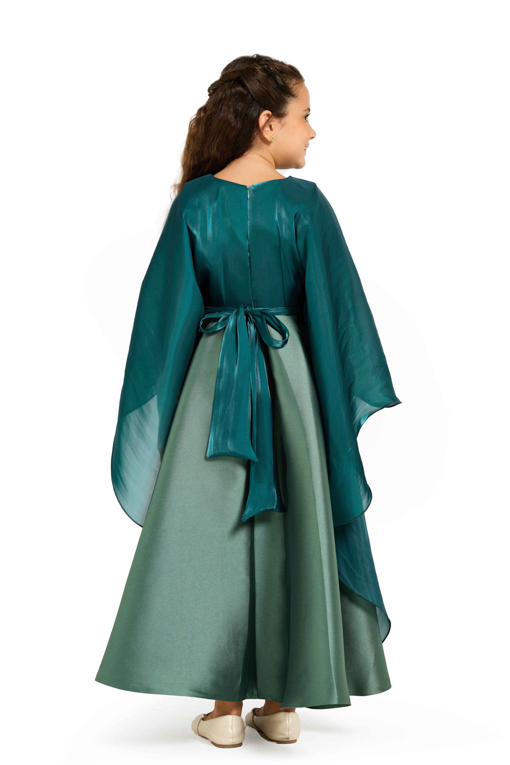 Layered Cape Satin Gown