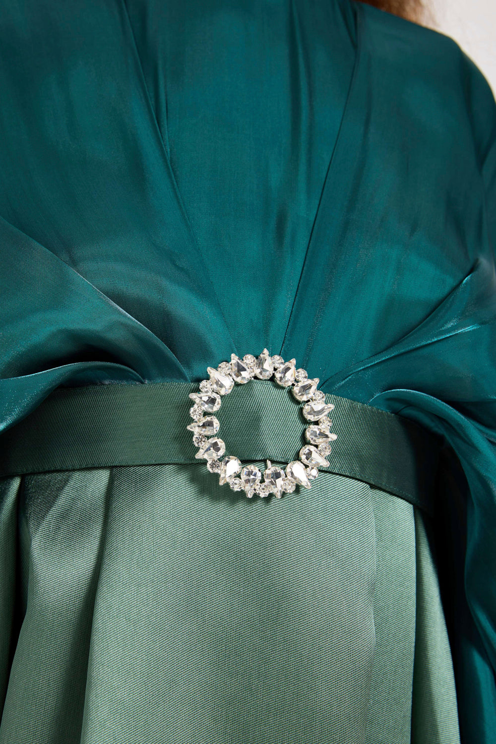 Layered Cape Satin Gown