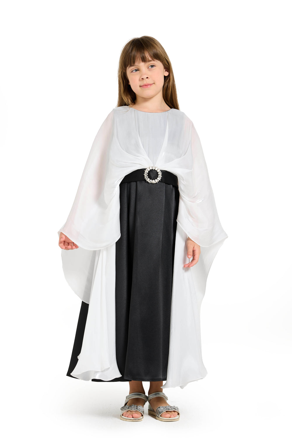 Layered Cape Satin Gown