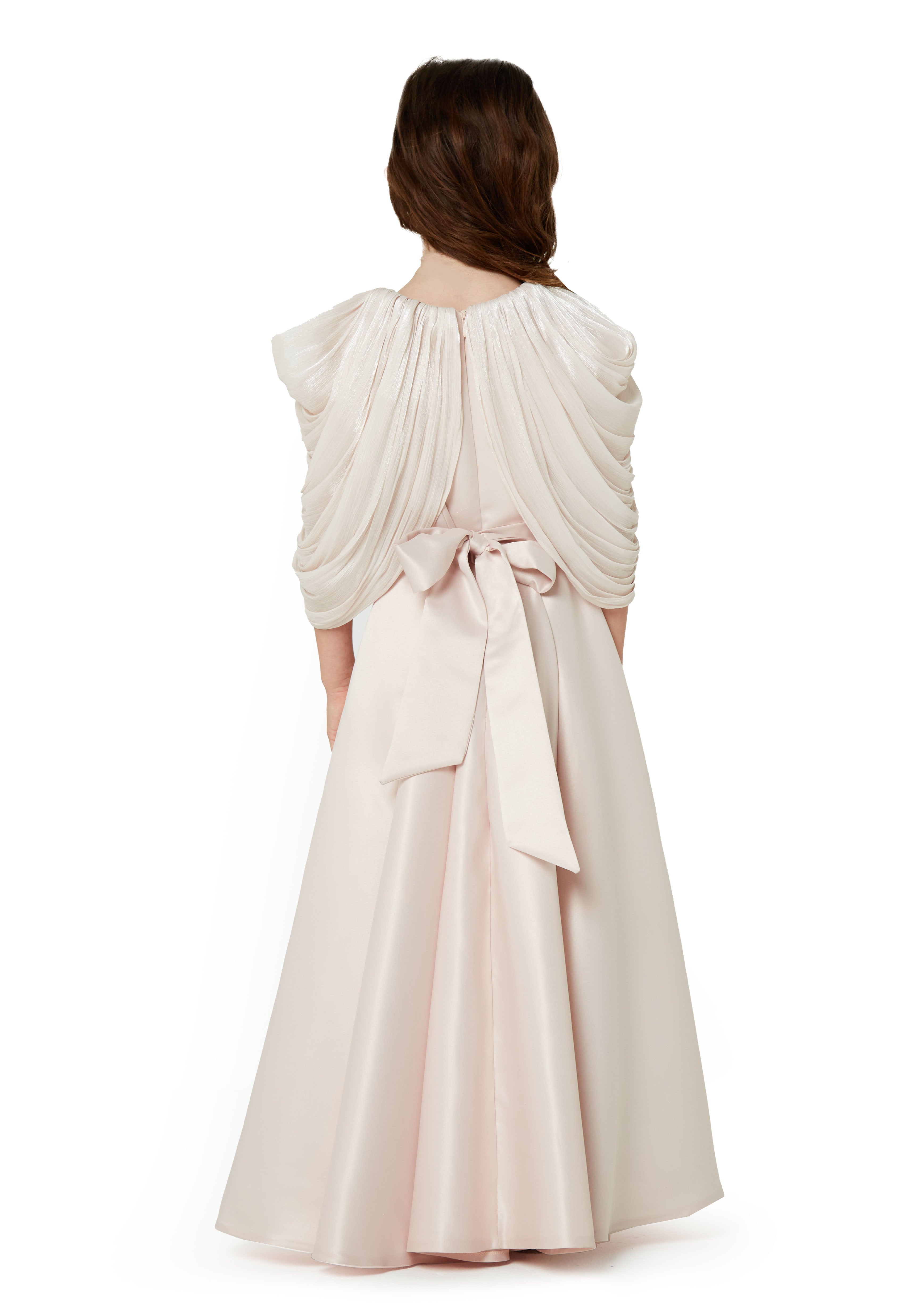 Pleated Shoulder High-Low Dress