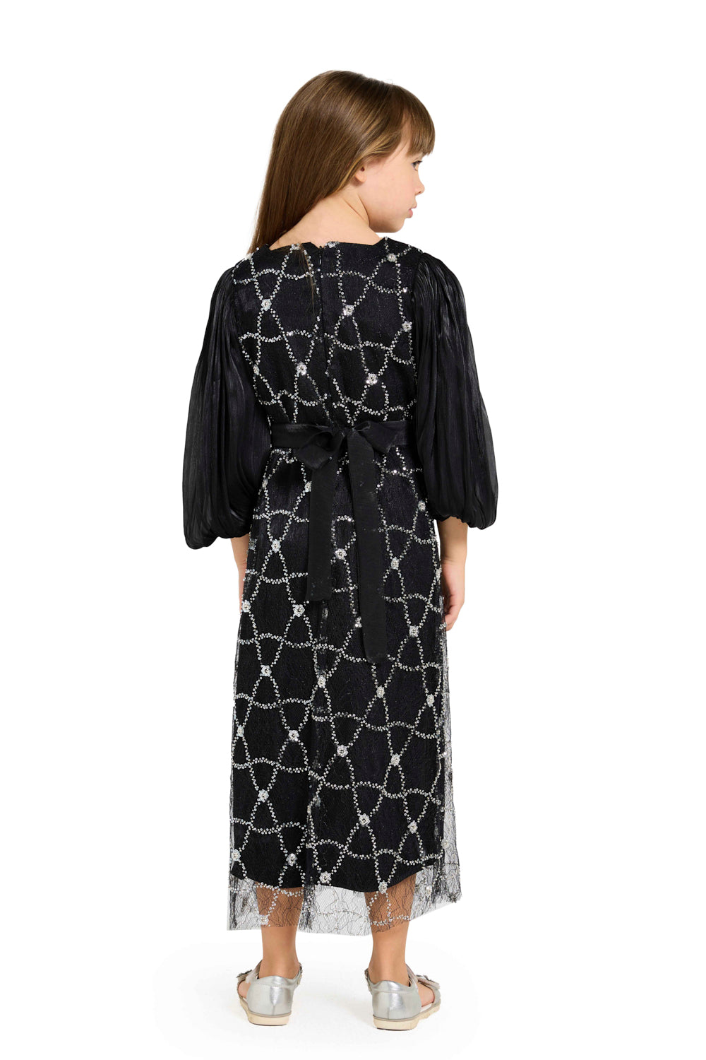 Crystal Whimsy Pleated Sleeve Dress