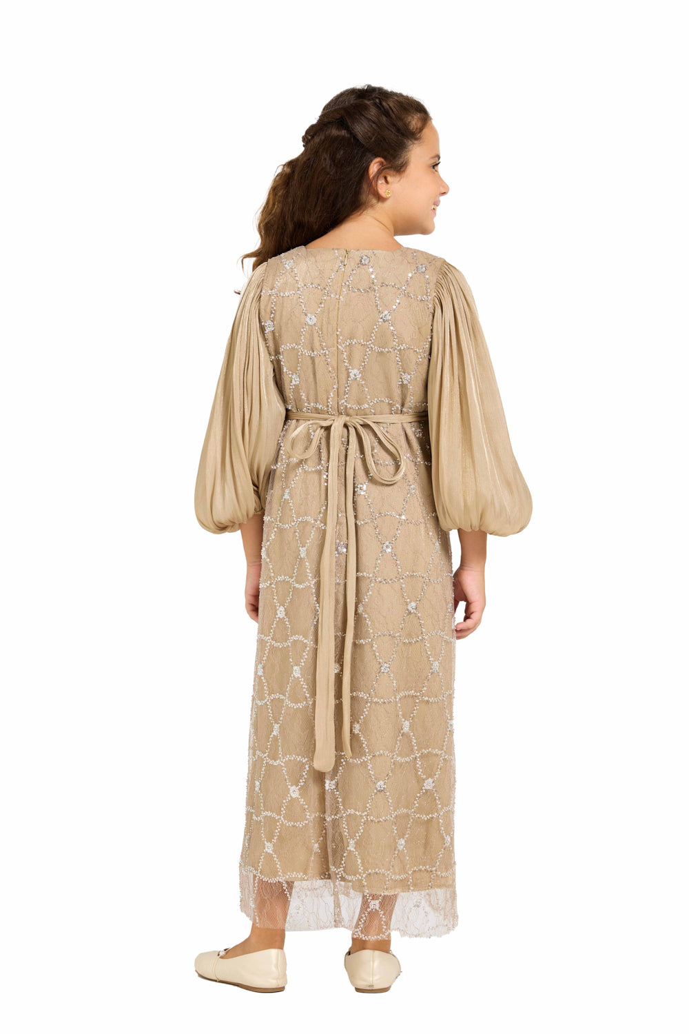 Crystal Whimsy Pleated Sleeve Dress