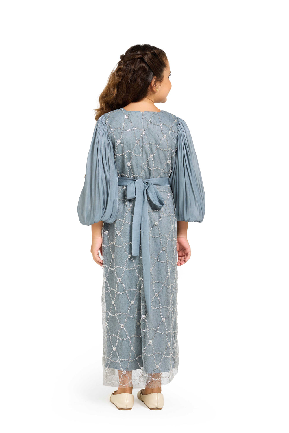 Crystal Whimsy Pleated Sleeve Dress