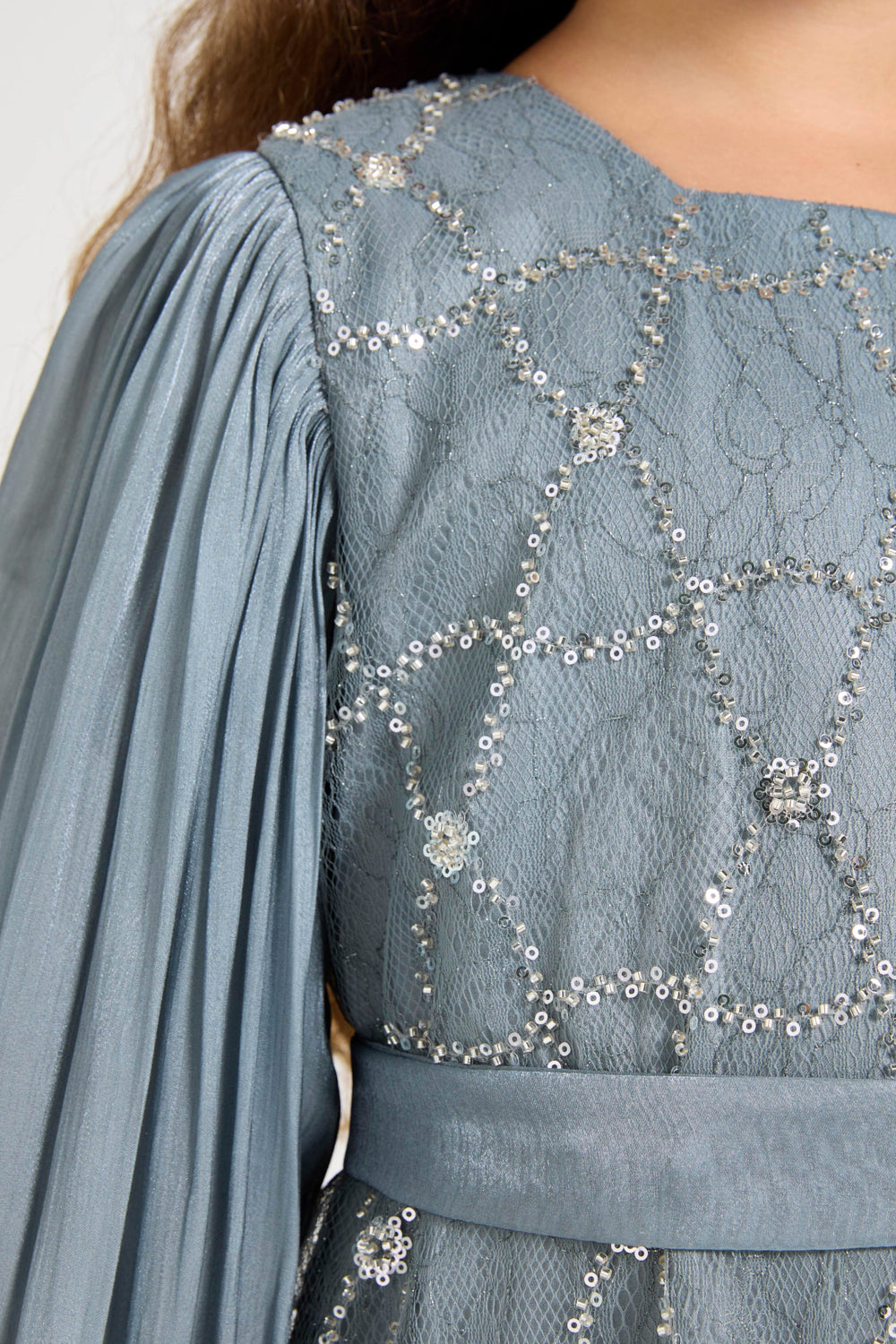 Crystal Whimsy Pleated Sleeve Dress