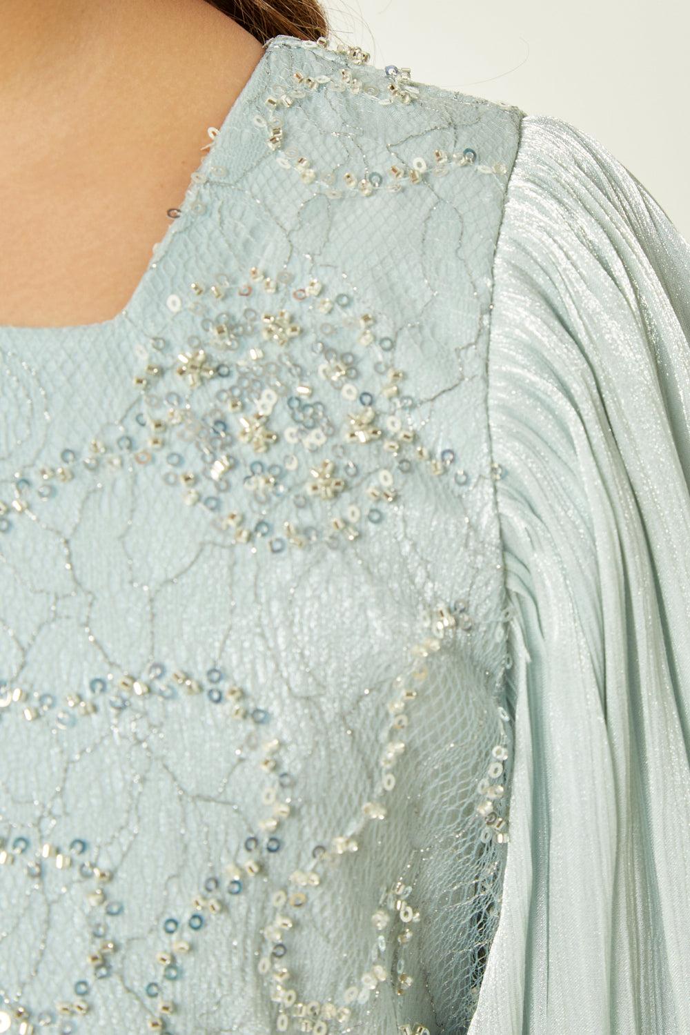 Crystal Whimsy Pleated Sleeve Dress