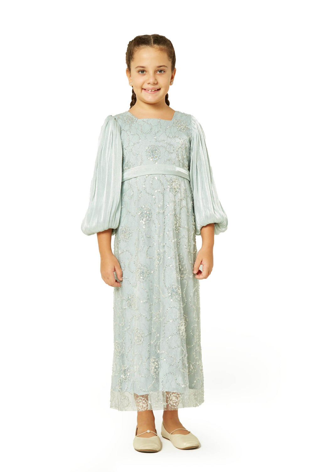 Crystal Whimsy Pleated Sleeve Dress