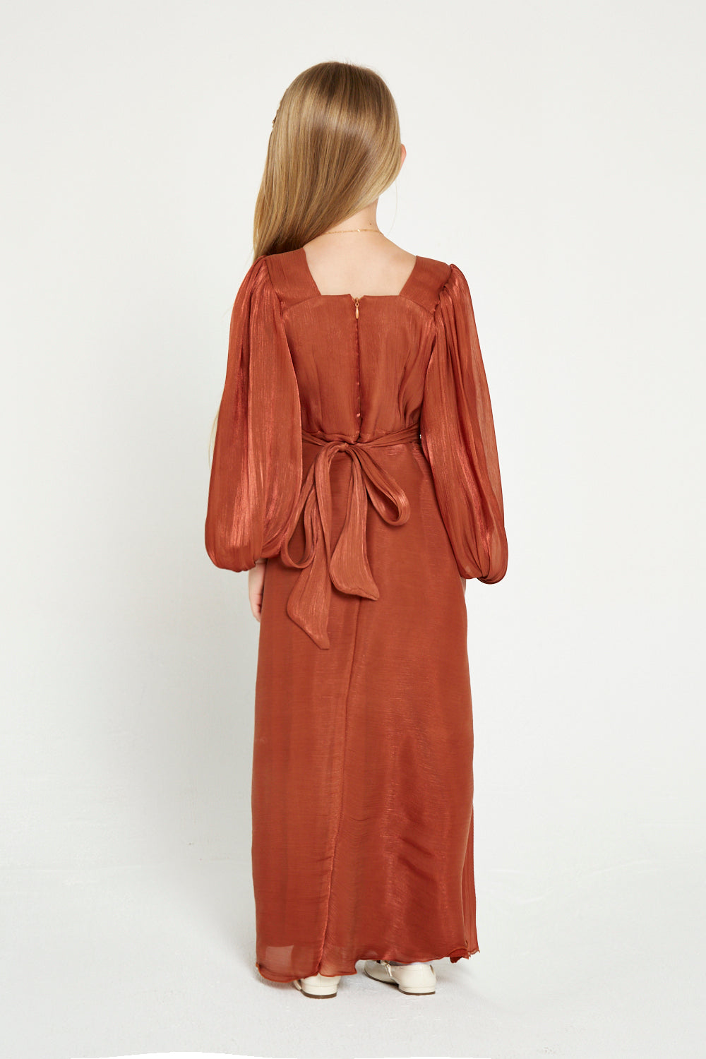 Draped Balloon Sleeves Gown