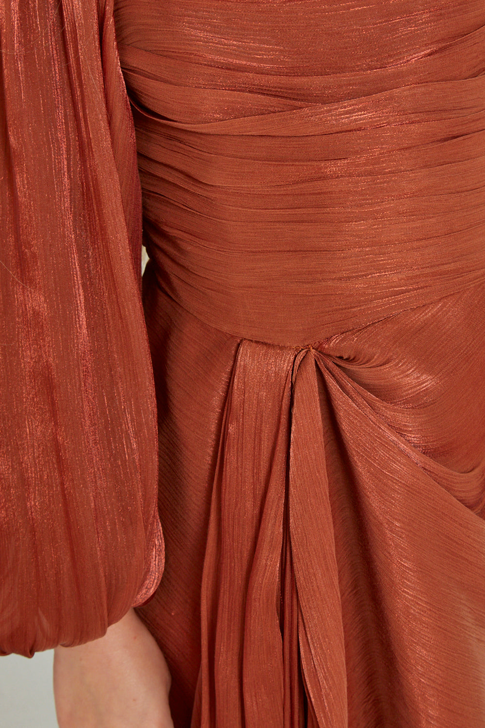 Draped Balloon Sleeves Gown