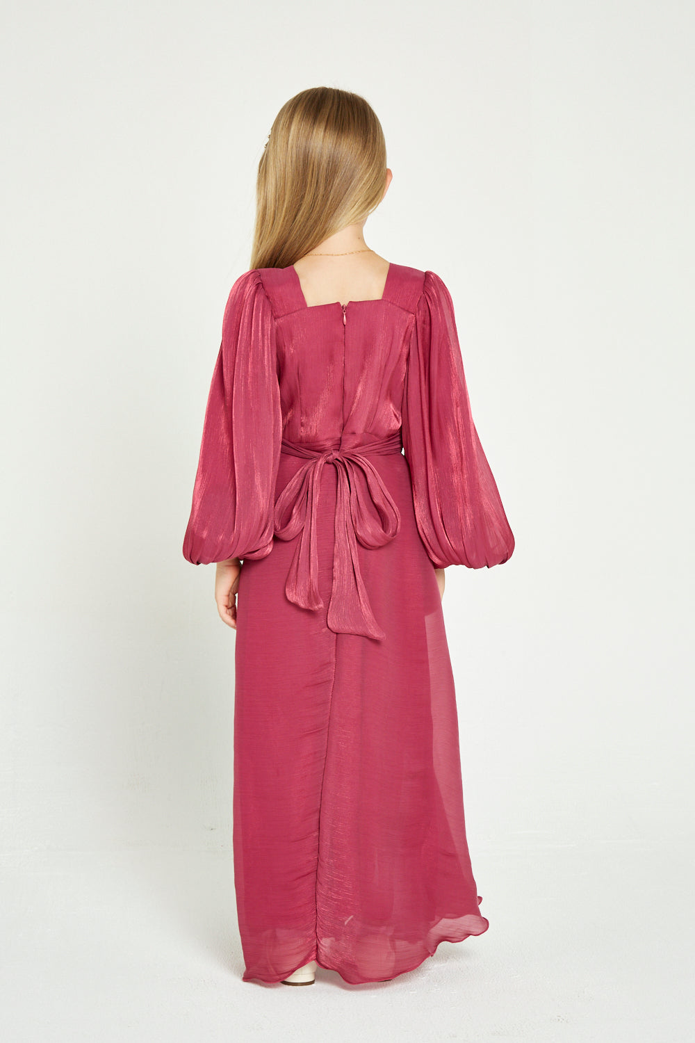 Draped Balloon Sleeves Gown