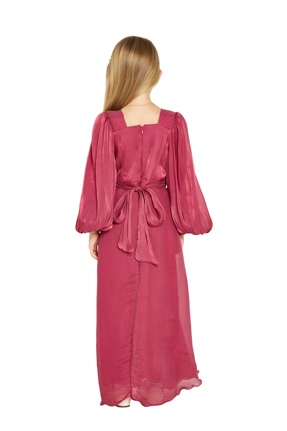 Draped Balloon Sleeves Gown