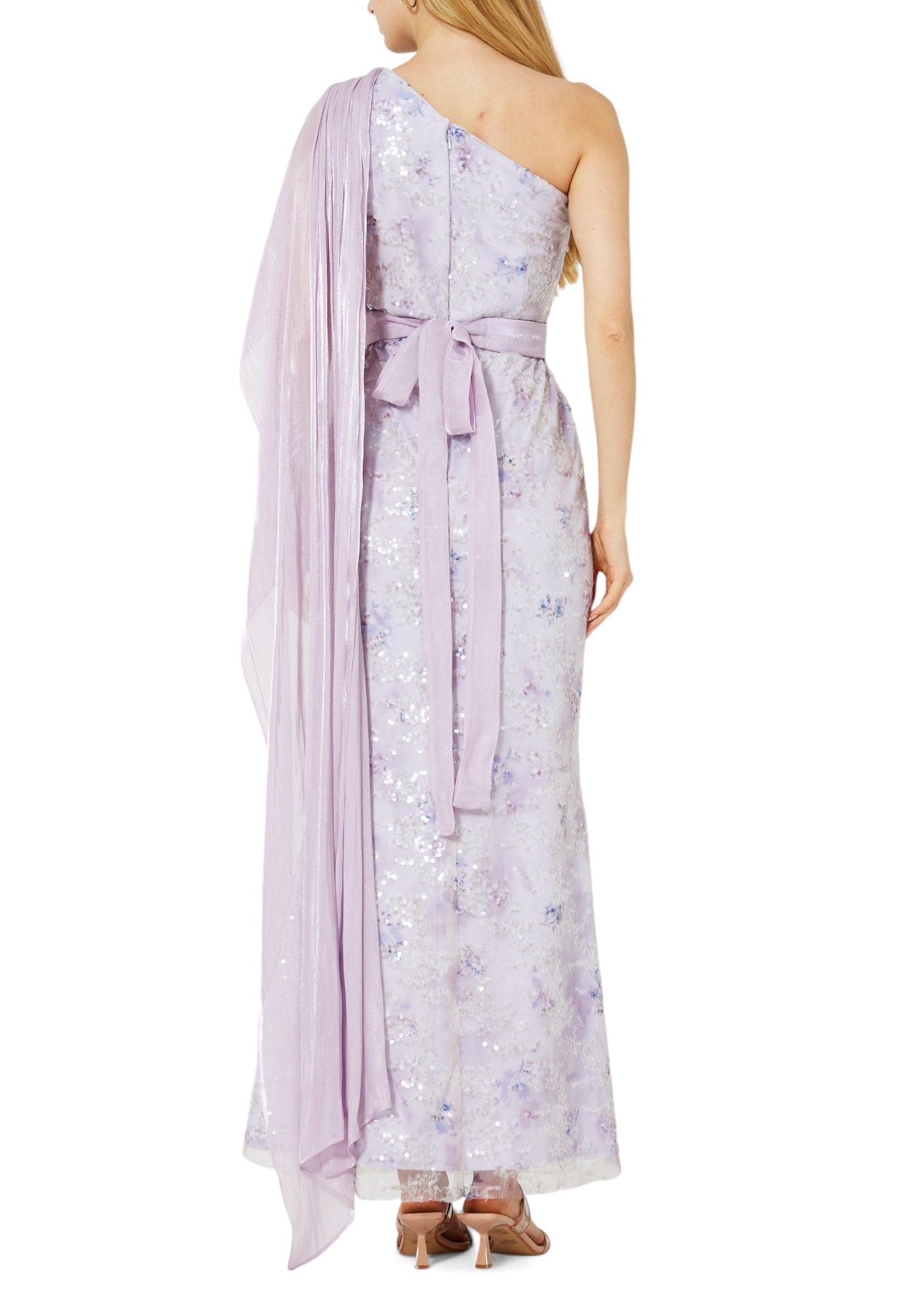 Stunning Sequins Mermaid Dress With Silk Drape On The Body And Sleeveless With One Shoulder Neckline