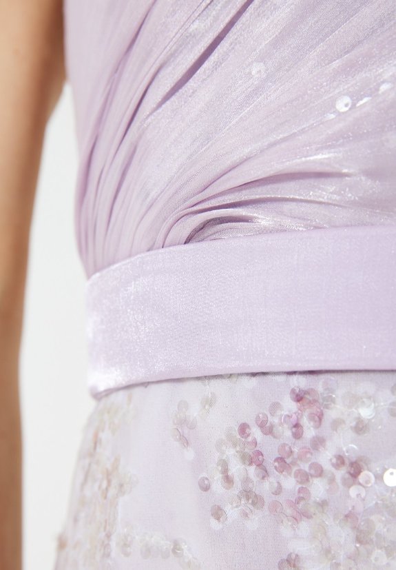 Stunning Sequins Mermaid Dress With Silk Drape On The Body And Sleeveless With One Shoulder Neckline