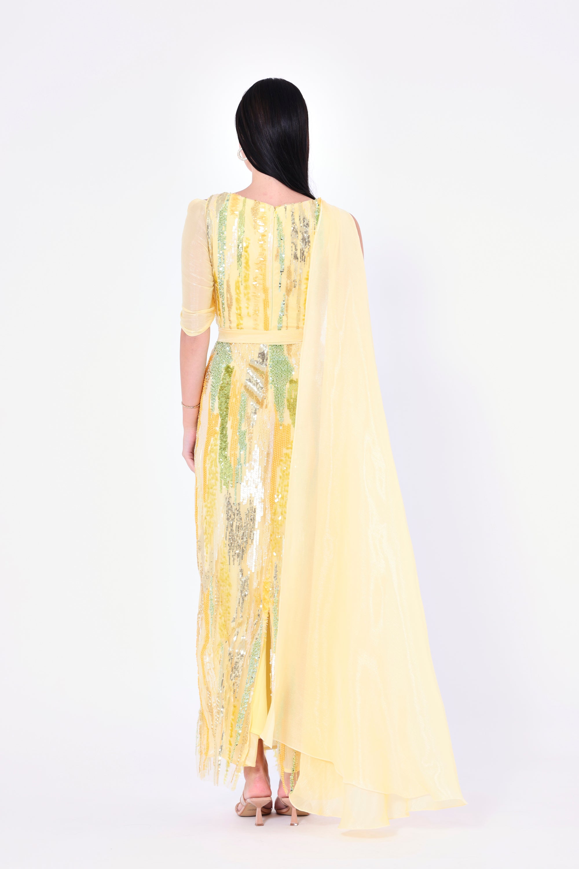 Fusion Sequin Embellished Draped Gown