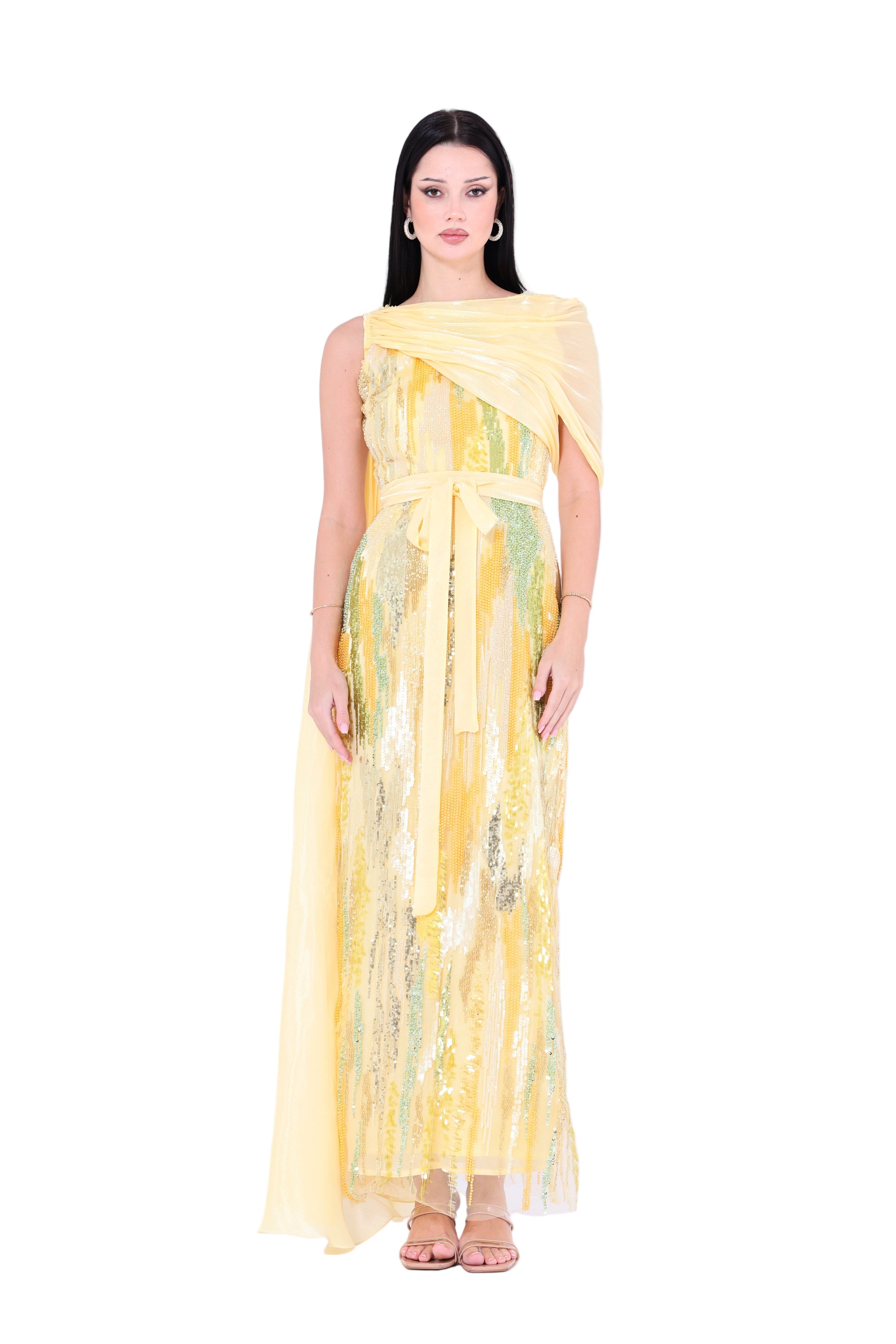 Fusion Sequin Embellished Draped Gown