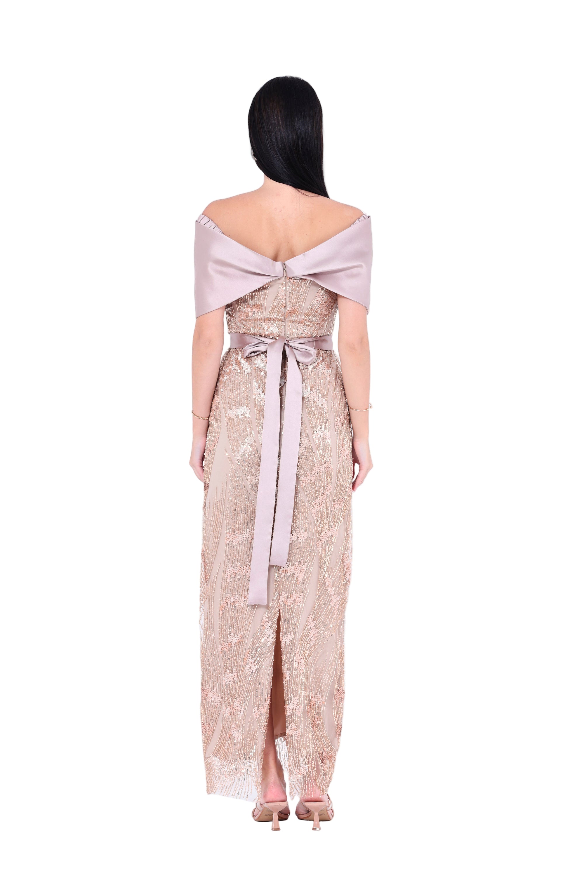 Opulent Sequin Embellished Draped Gown