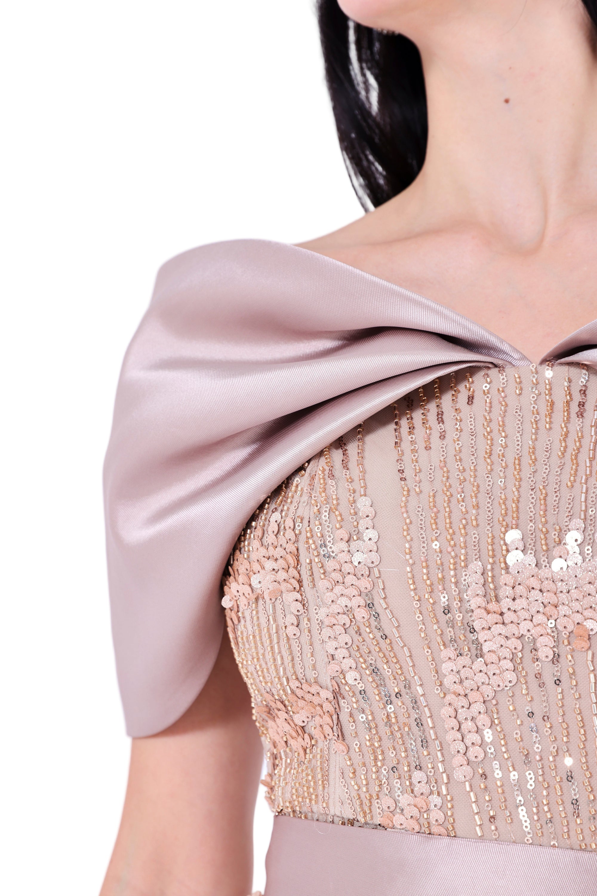 Opulent Sequin Embellished Draped Gown