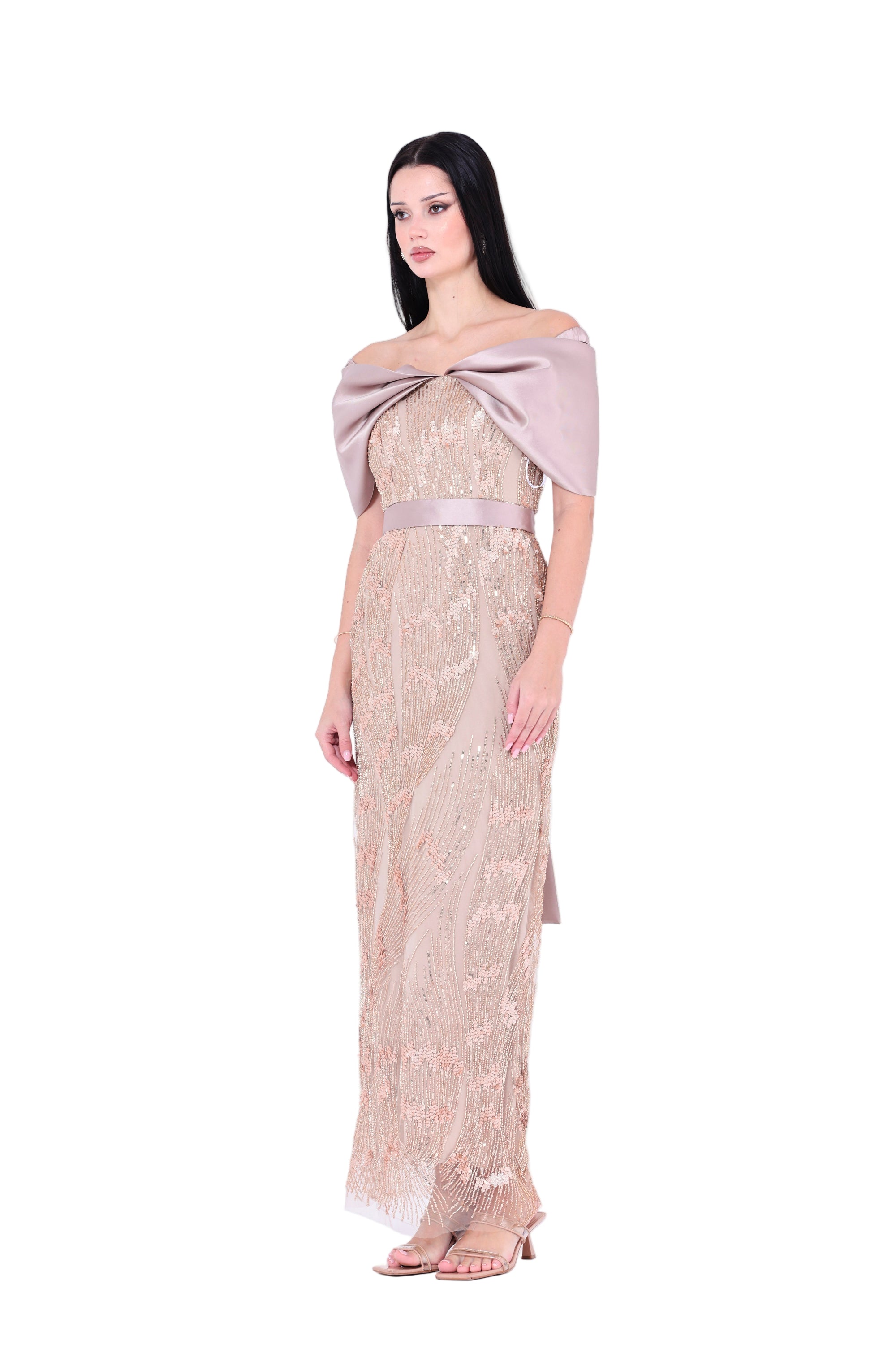 Opulent Sequin Embellished Draped Gown