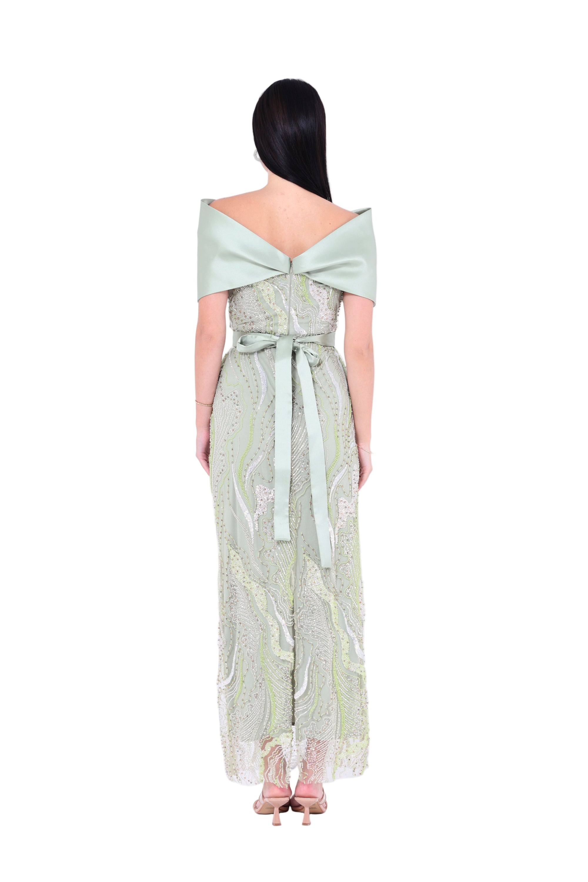 Opulent Sequin Embellished Draped Gown