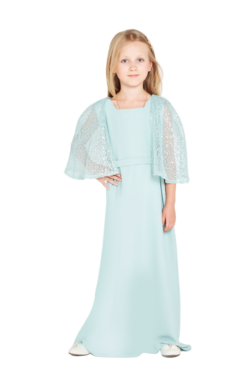 Embellished Cape Sleeve Dress