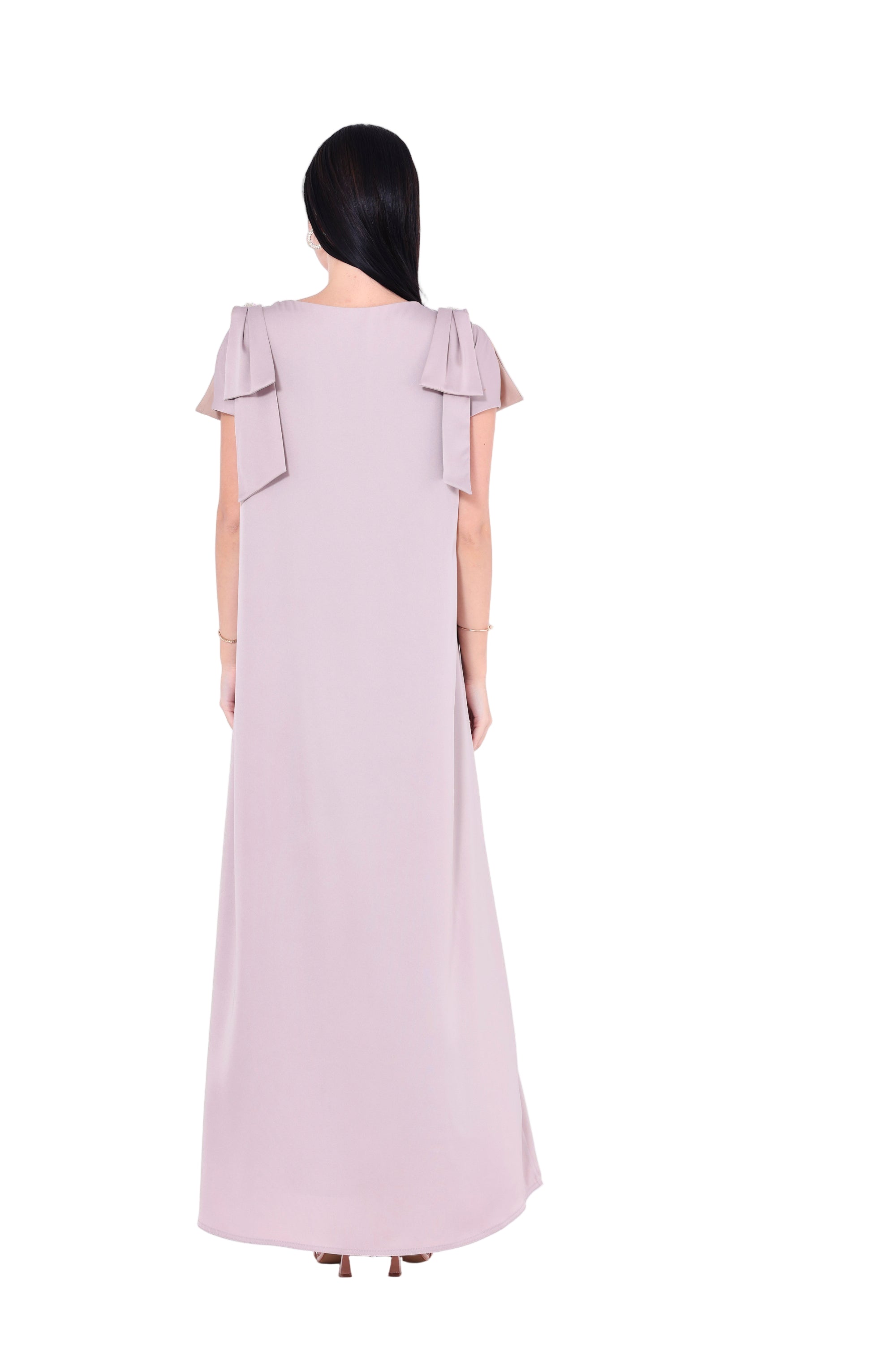 Embellished V-Neck Bow Detail Gown