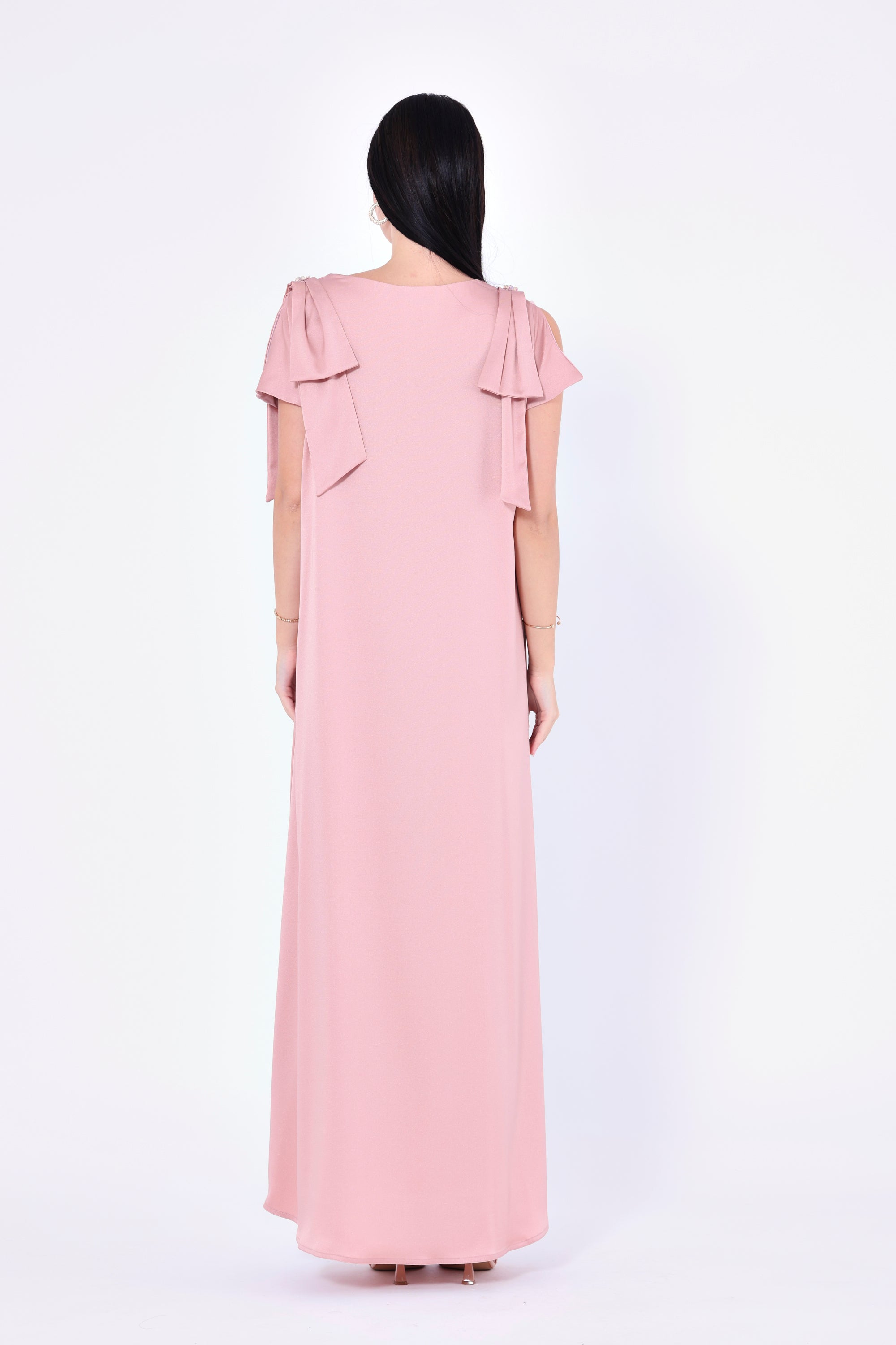 Embellished V-Neck Bow Detail Gown
