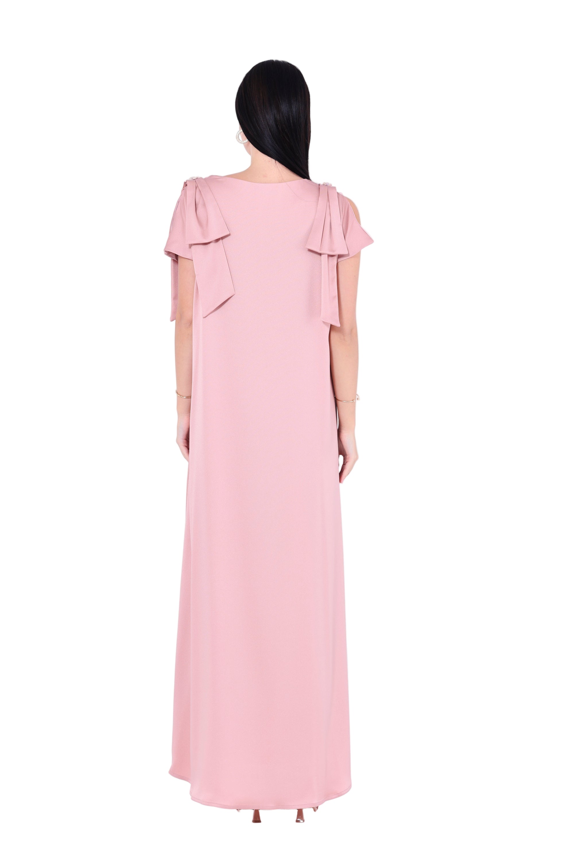 Embellished V-Neck Bow Detail Gown