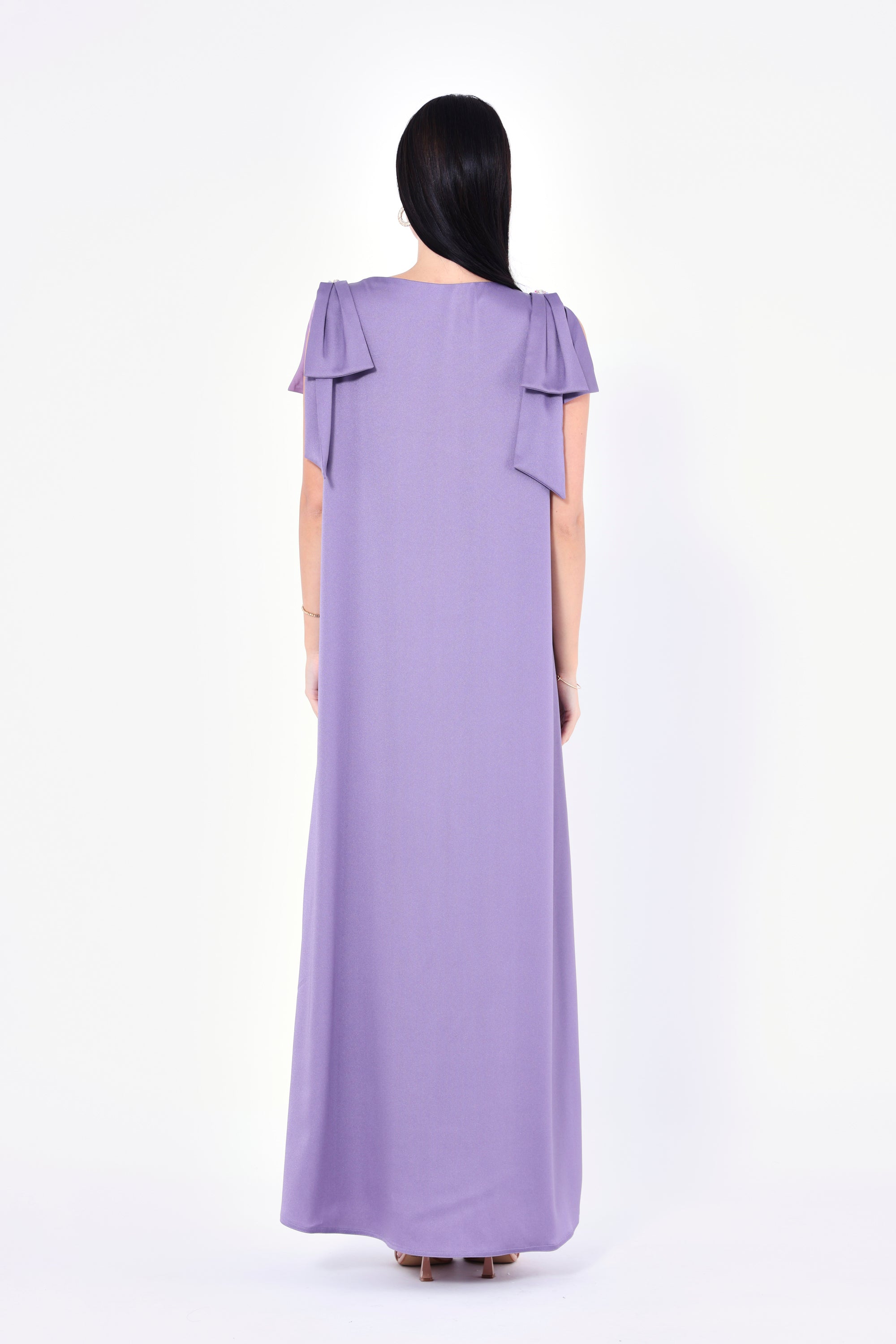 Embellished V-Neck Bow Detail Gown