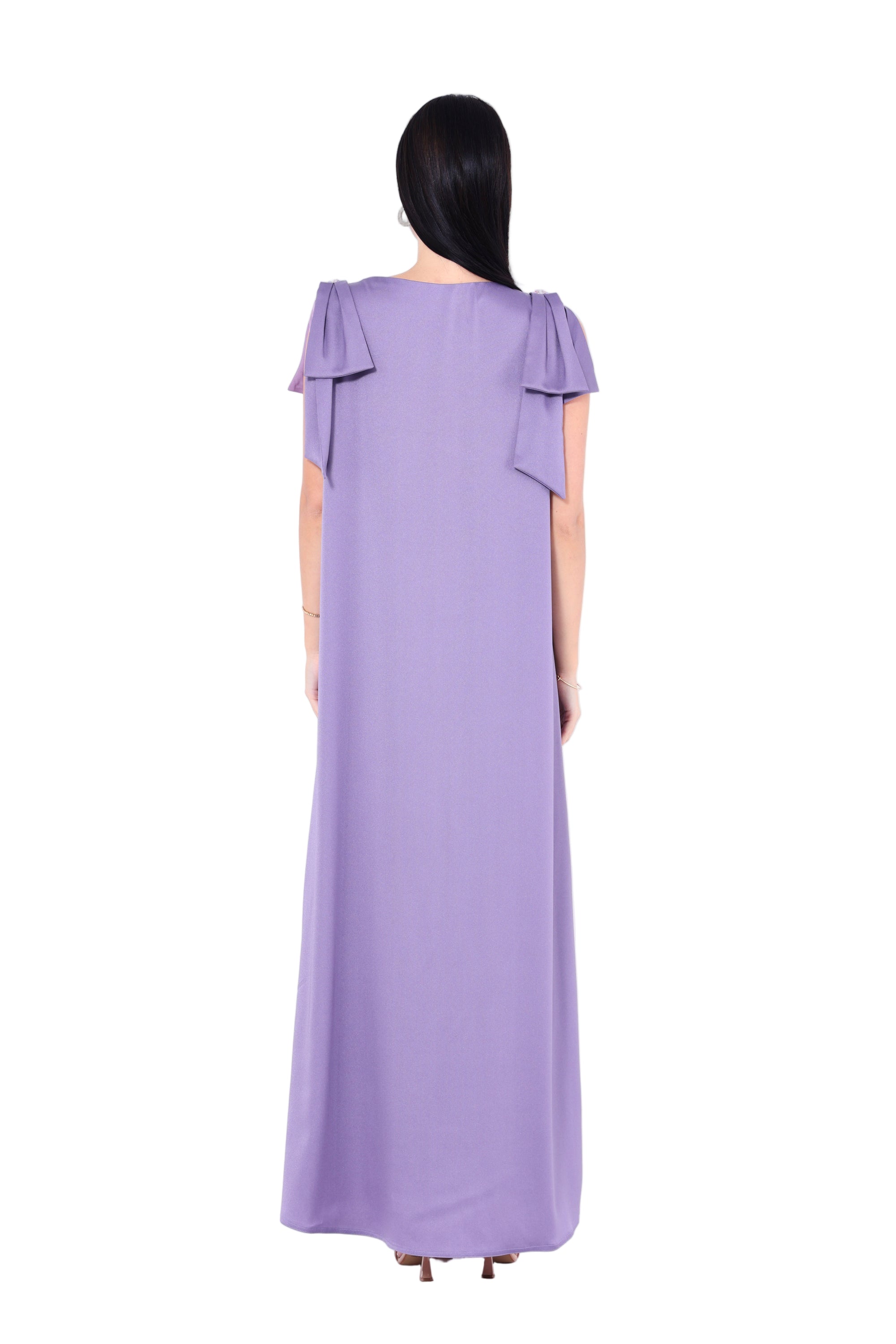 Embellished V-Neck Bow Detail Gown