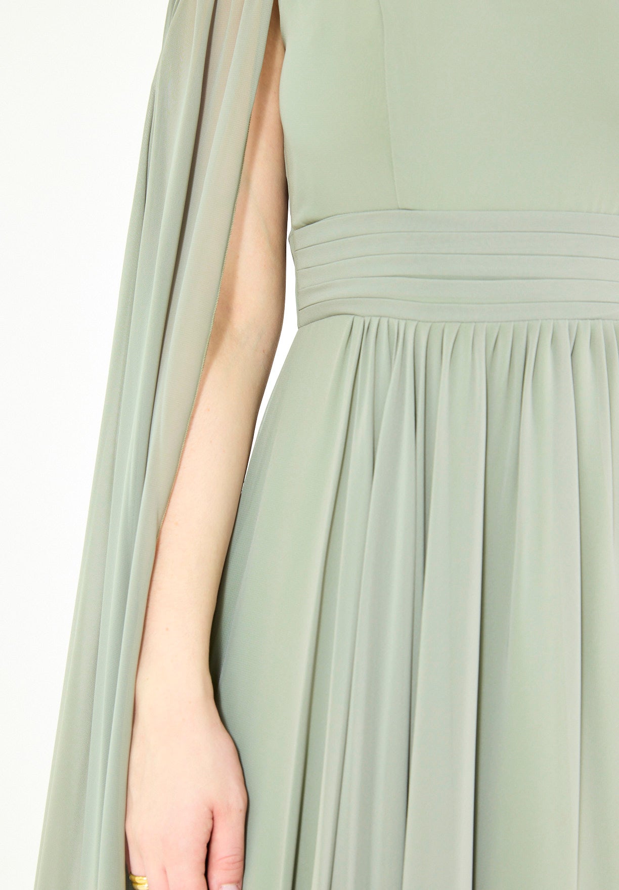 Modern One-Shoulder Draped Chiffon Gown