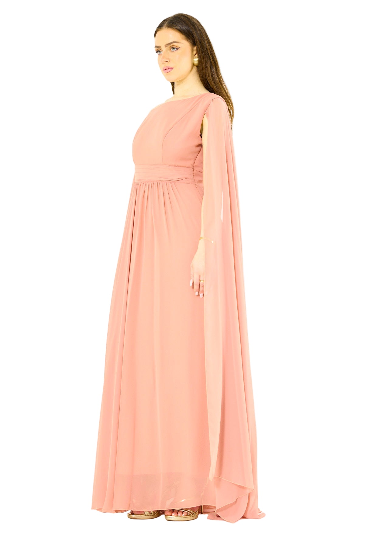Modern One-Shoulder Draped Chiffon Gown