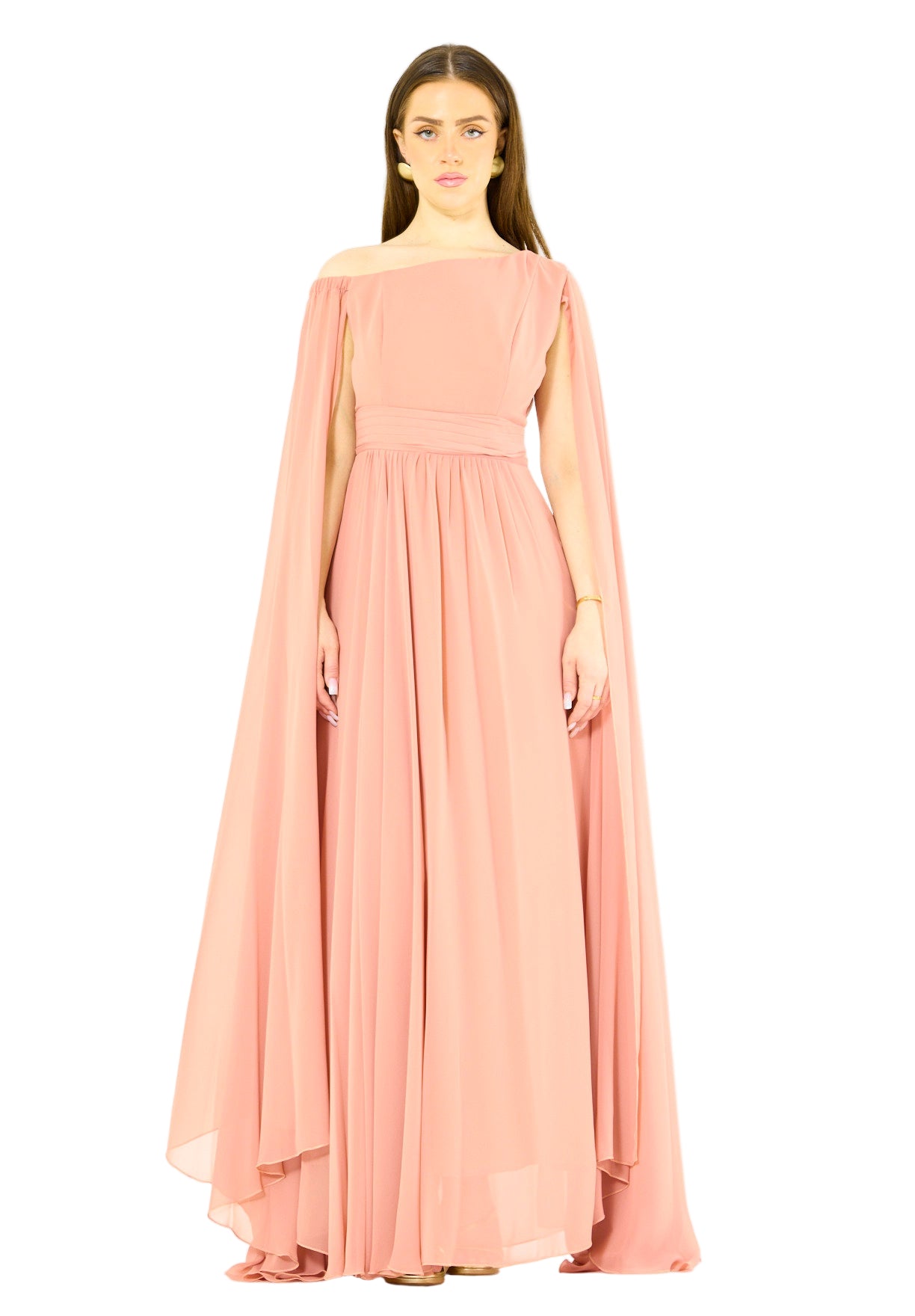 Modern One-Shoulder Draped Chiffon Gown
