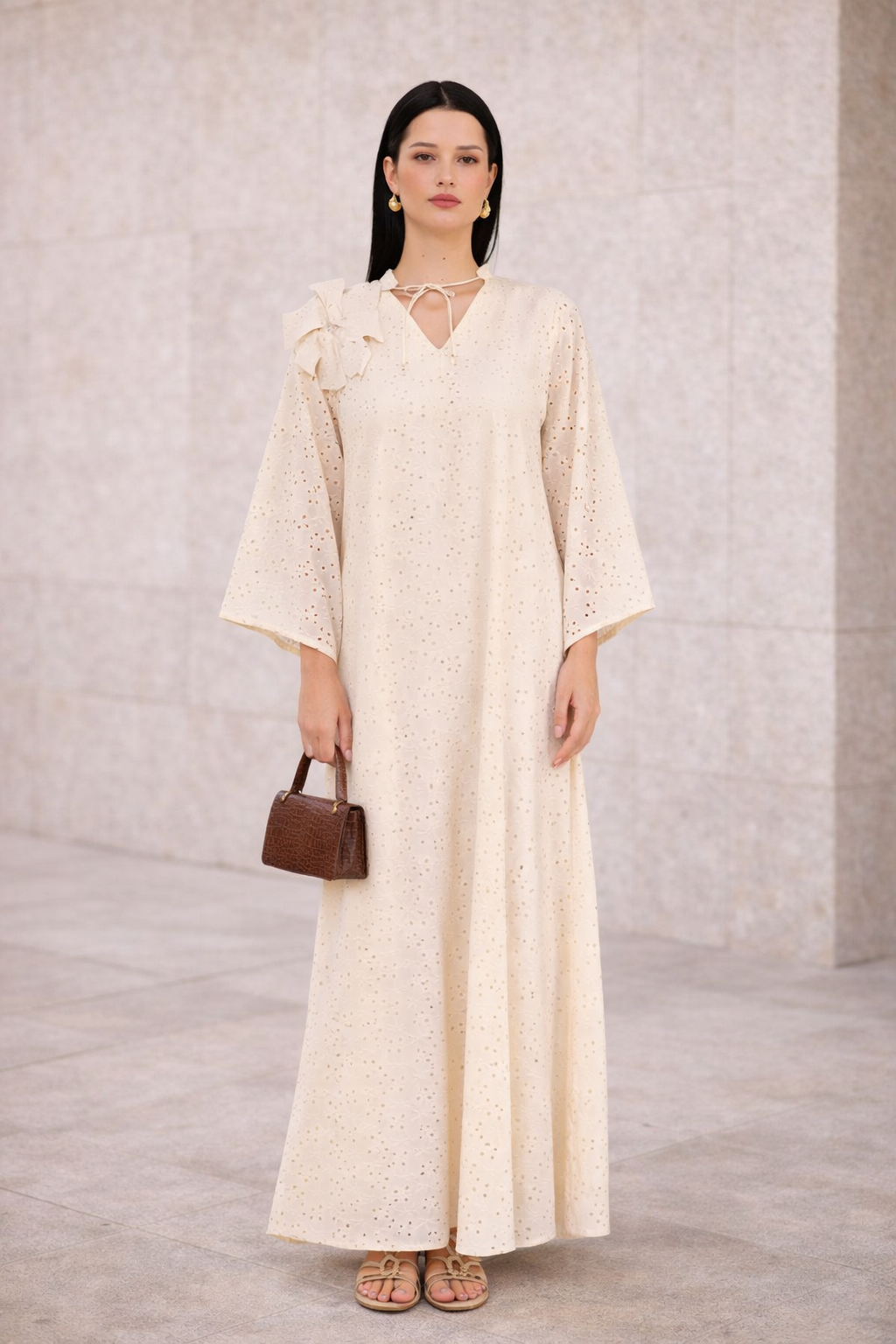 Blush Elegance Eyelet Jalabiya