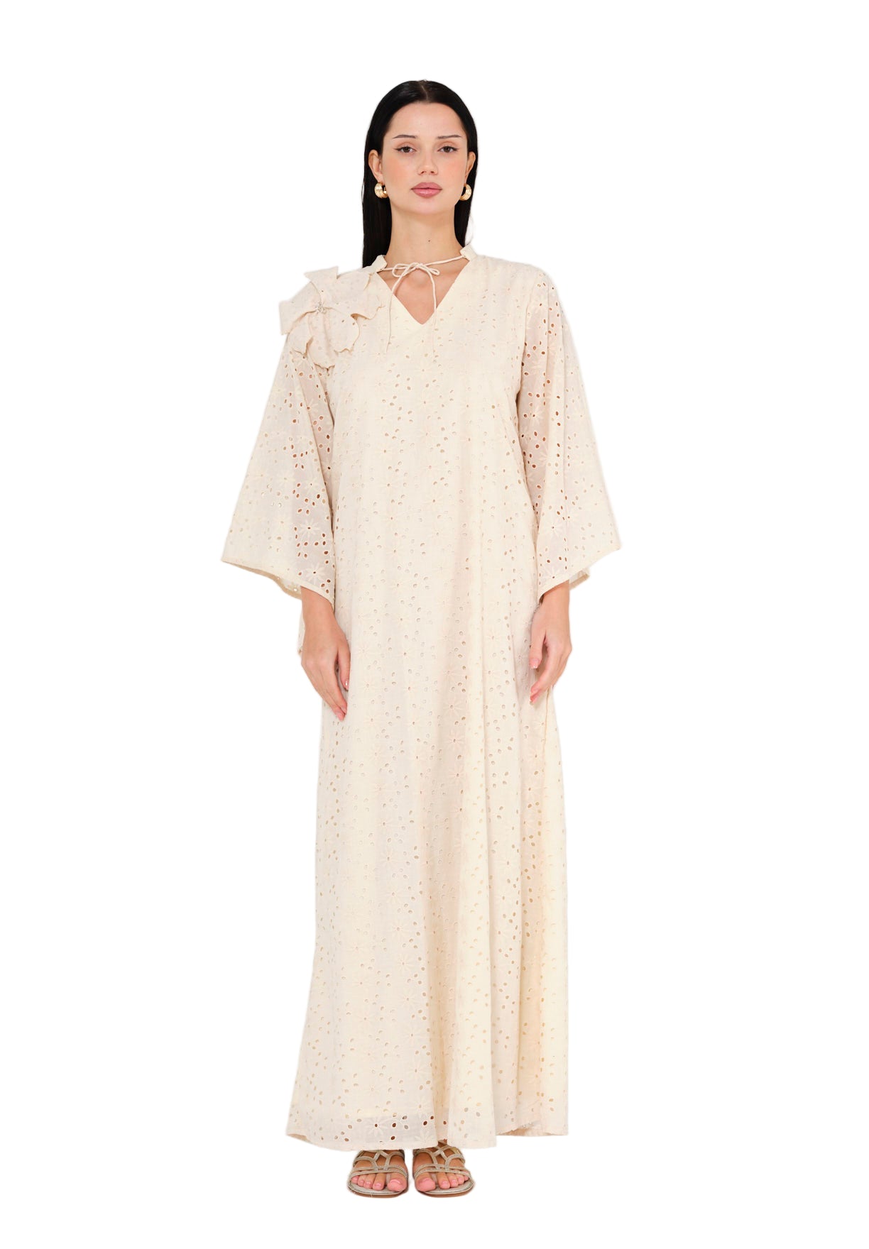 Blush Elegance Eyelet Jalabiya