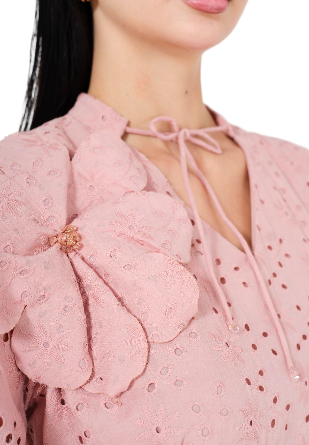 Blush Elegance Eyelet Jalabiya