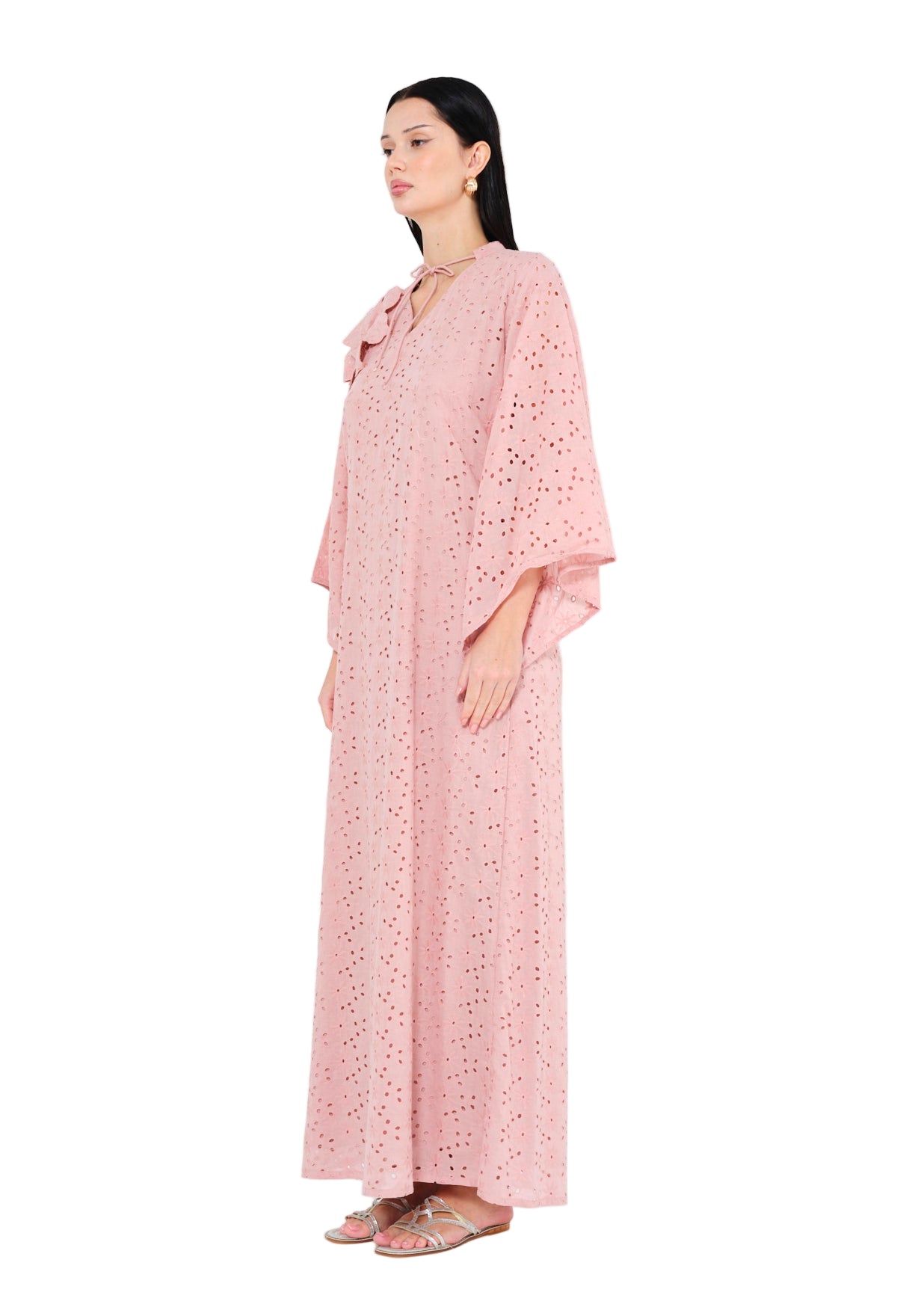 Blush Elegance Eyelet Jalabiya