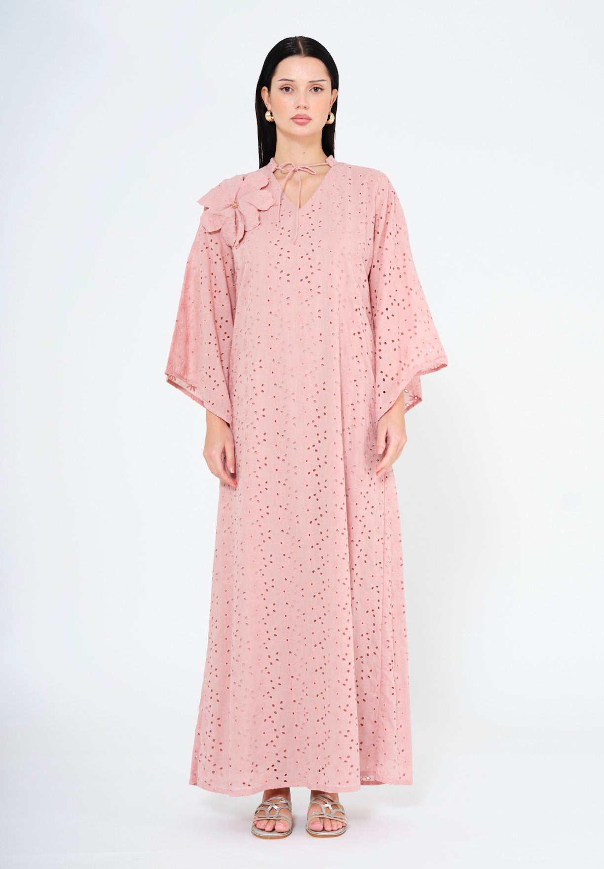 Blush Elegance Eyelet Jalabiya