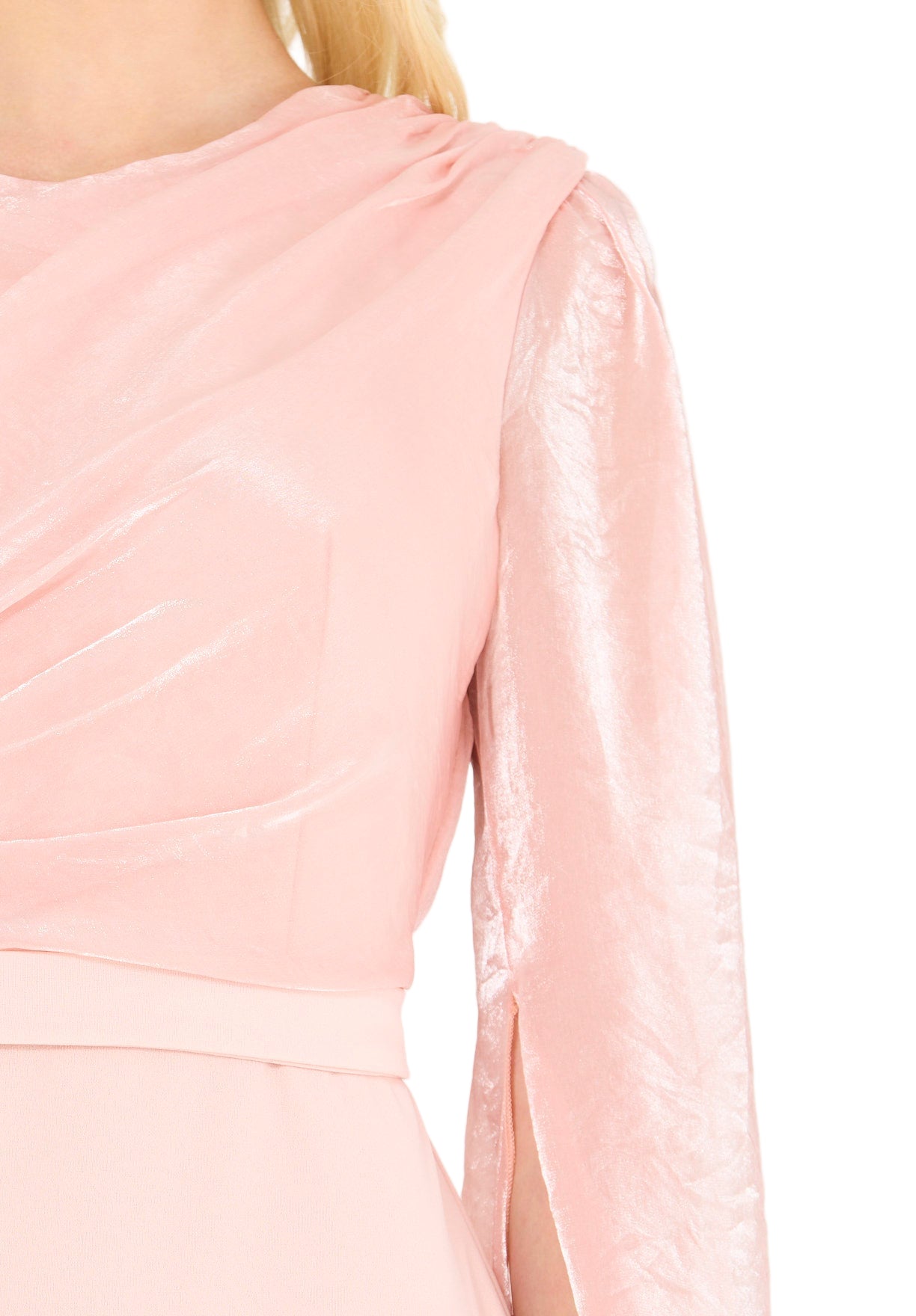 Soft Overlay Draped Cape Sleeves Gown