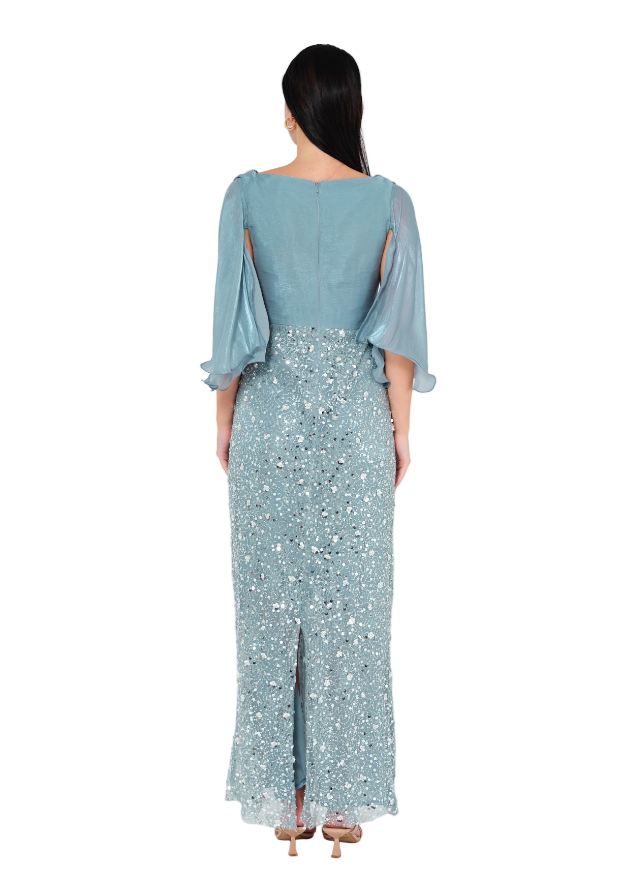 Glacial Radiance Draped Evening Dress