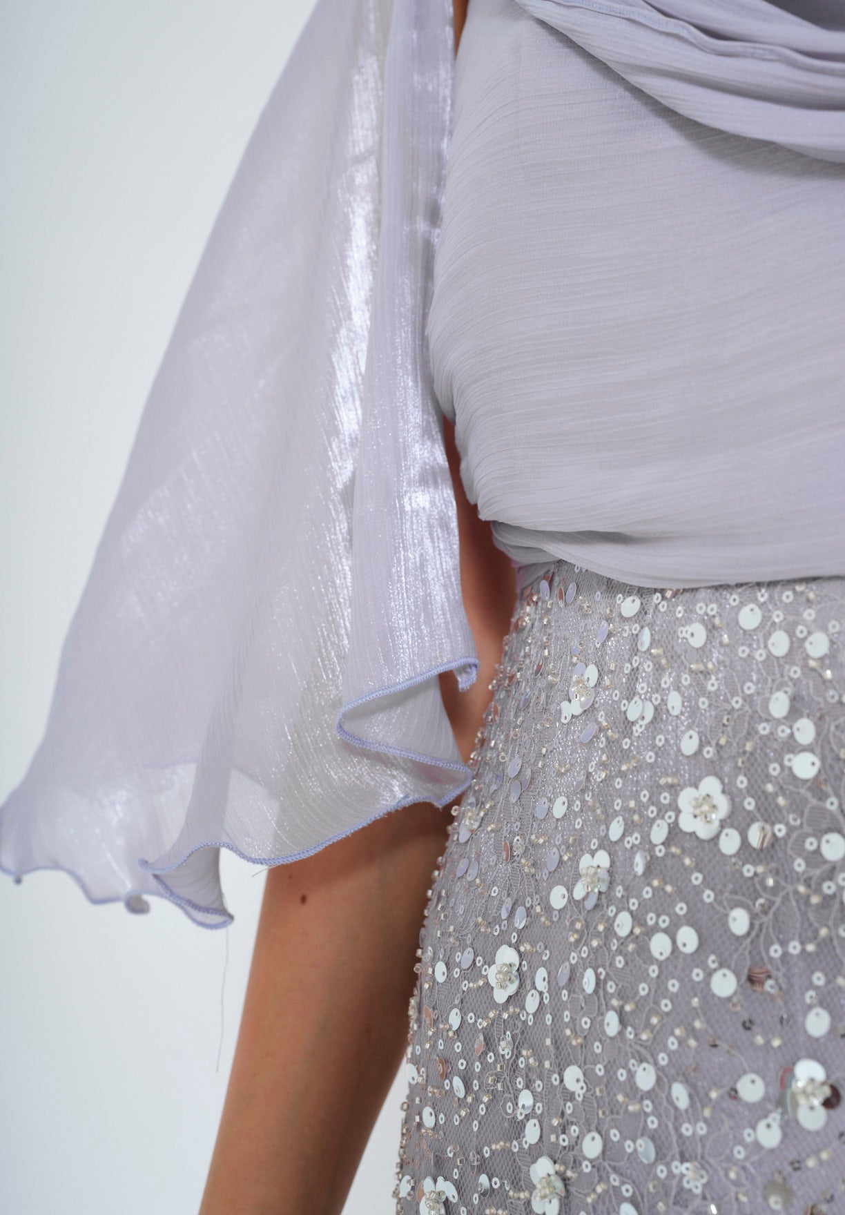 Glacial Radiance Draped Evening Dress