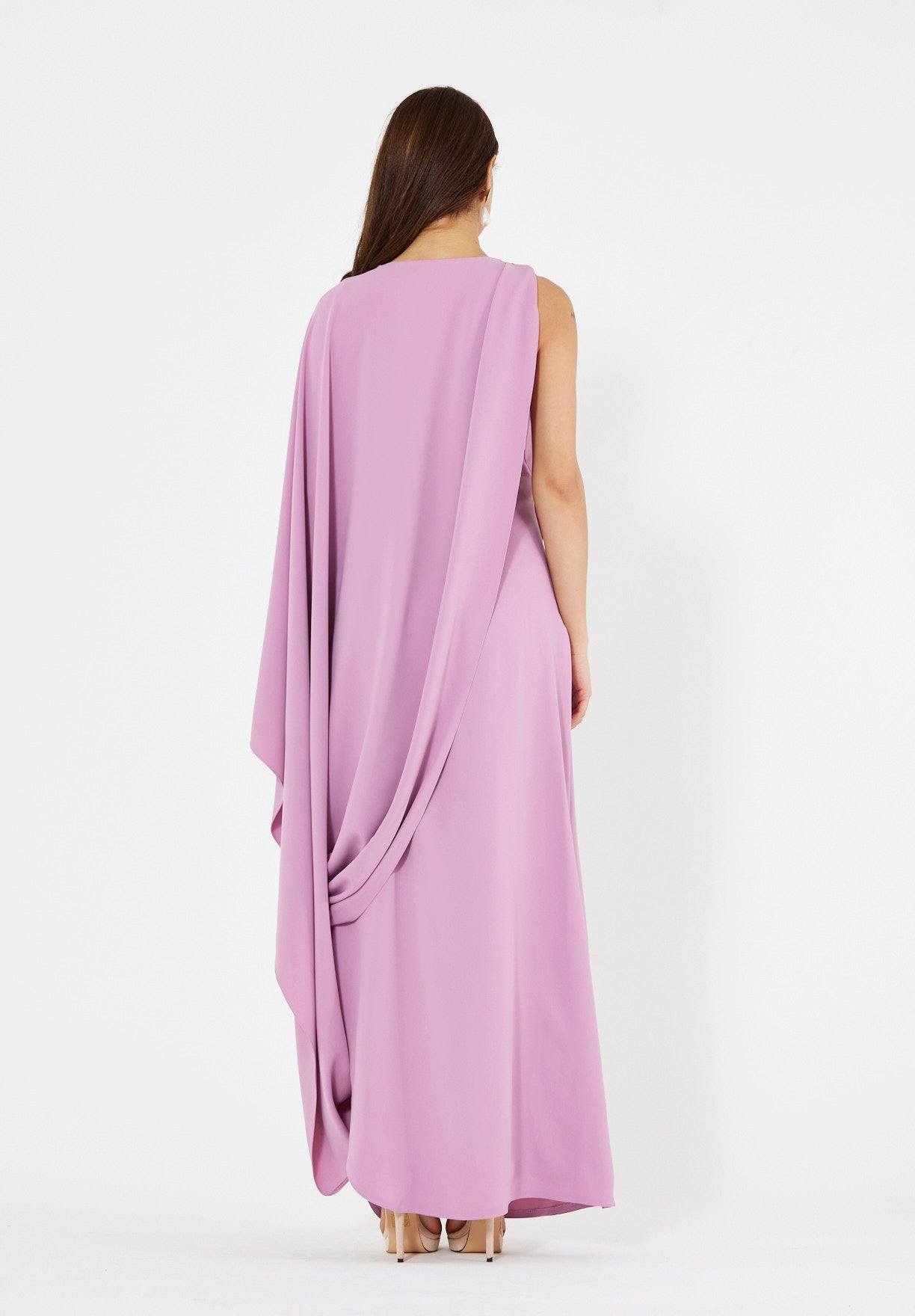 Floral Bloom Asymmetrical Draped Gown