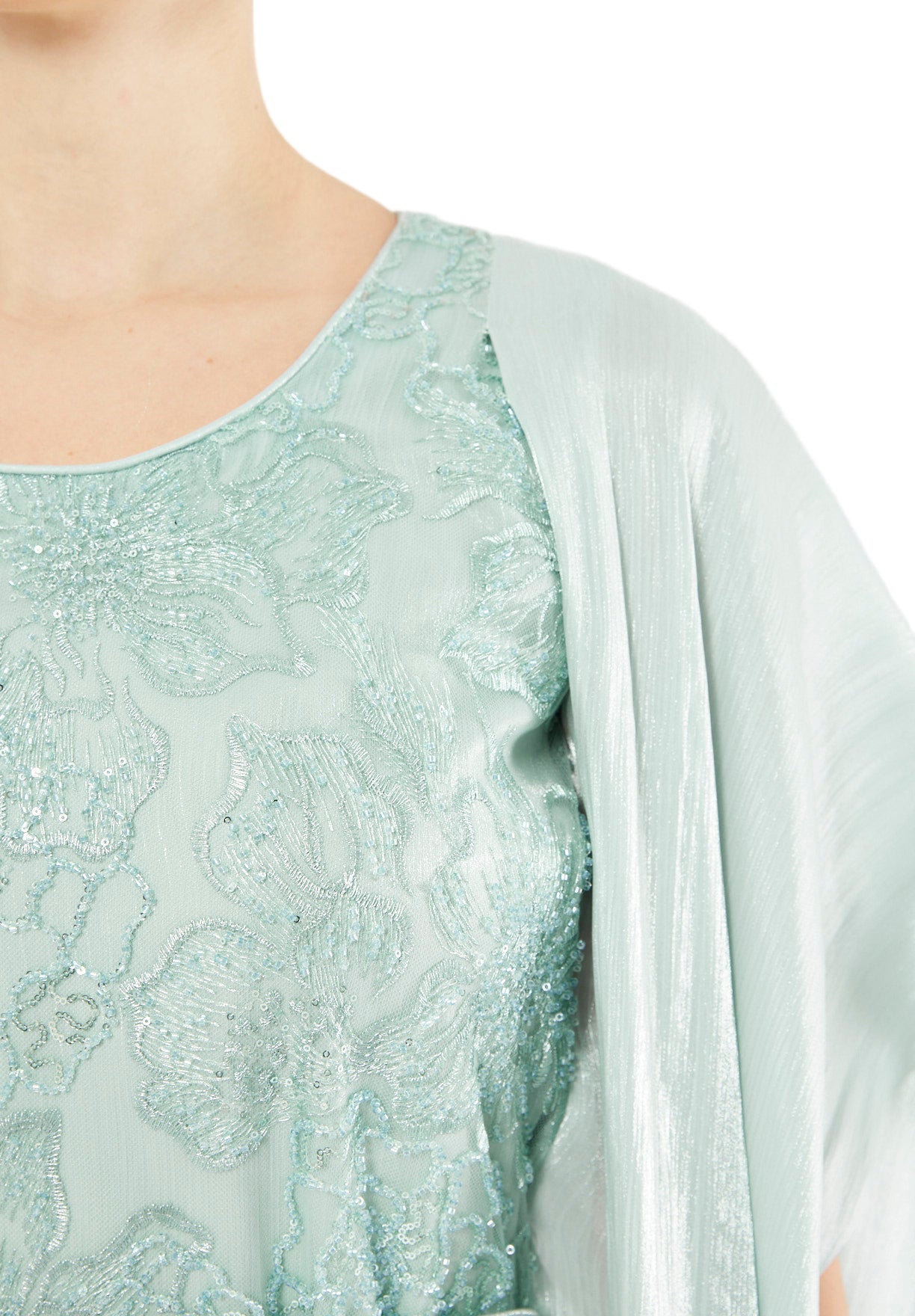 All-Over Embellished Gown With Soft Organza Sleeves