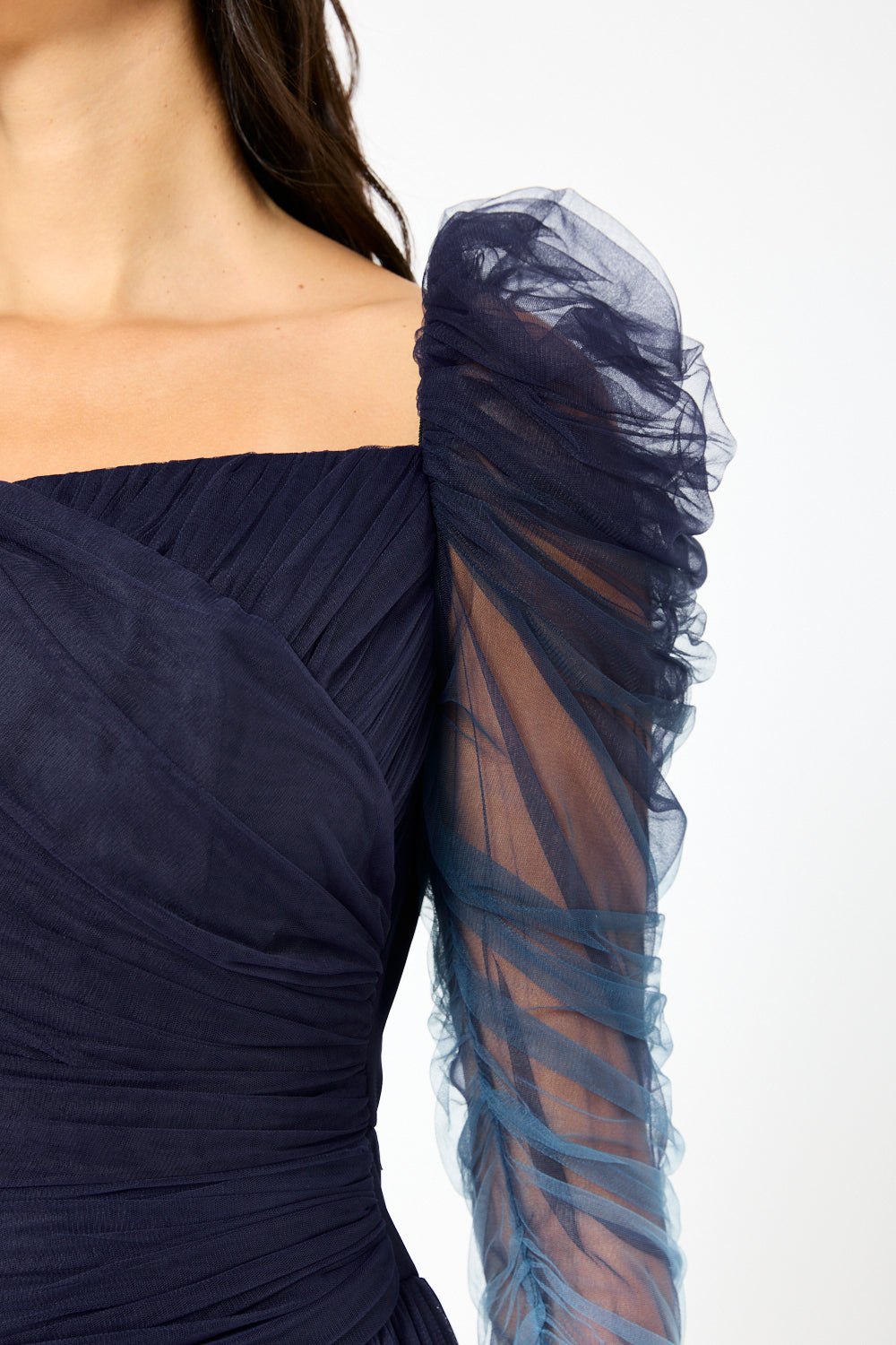 Ruched أومبير تول مساء ثوب