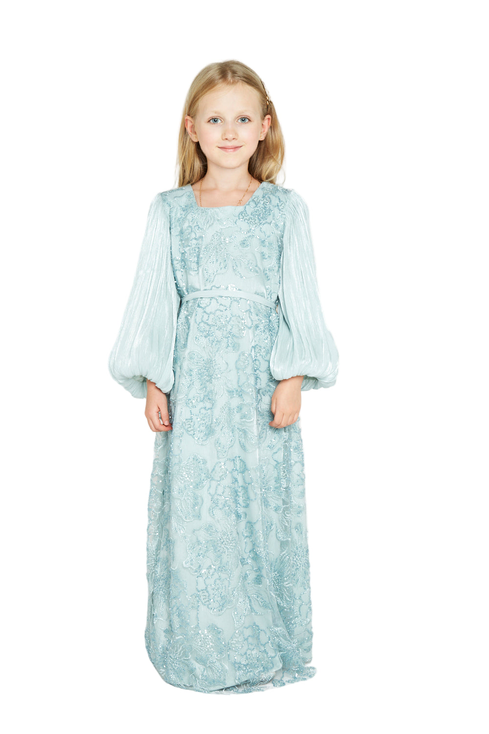 Embroidered Puff-Sleeve Dress
