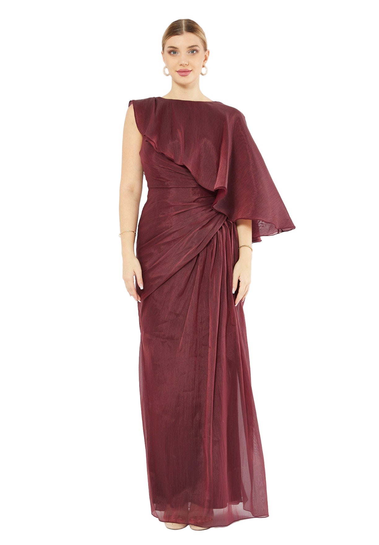Asymmetric Draped Elegance Gown